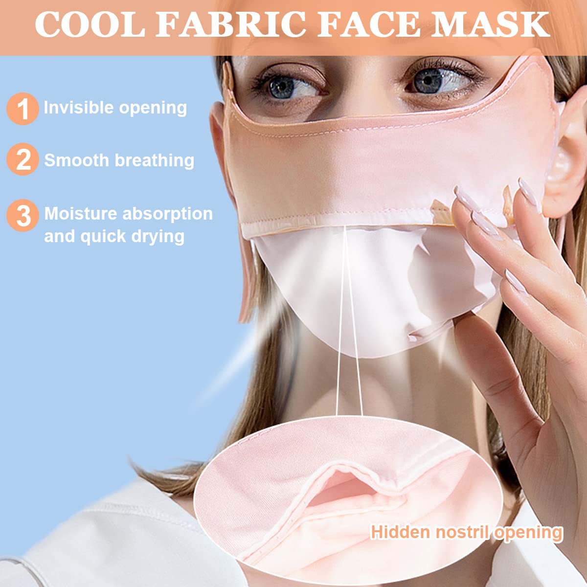 PALAY Silk Fashion Women Face Mask Upf 50+ Outdoor Women Face Mask Breathable Face Cover With Adjustable Ties Cool Face Mask For Riding, Cycling, Sport, Golfing, Washable & Reusable