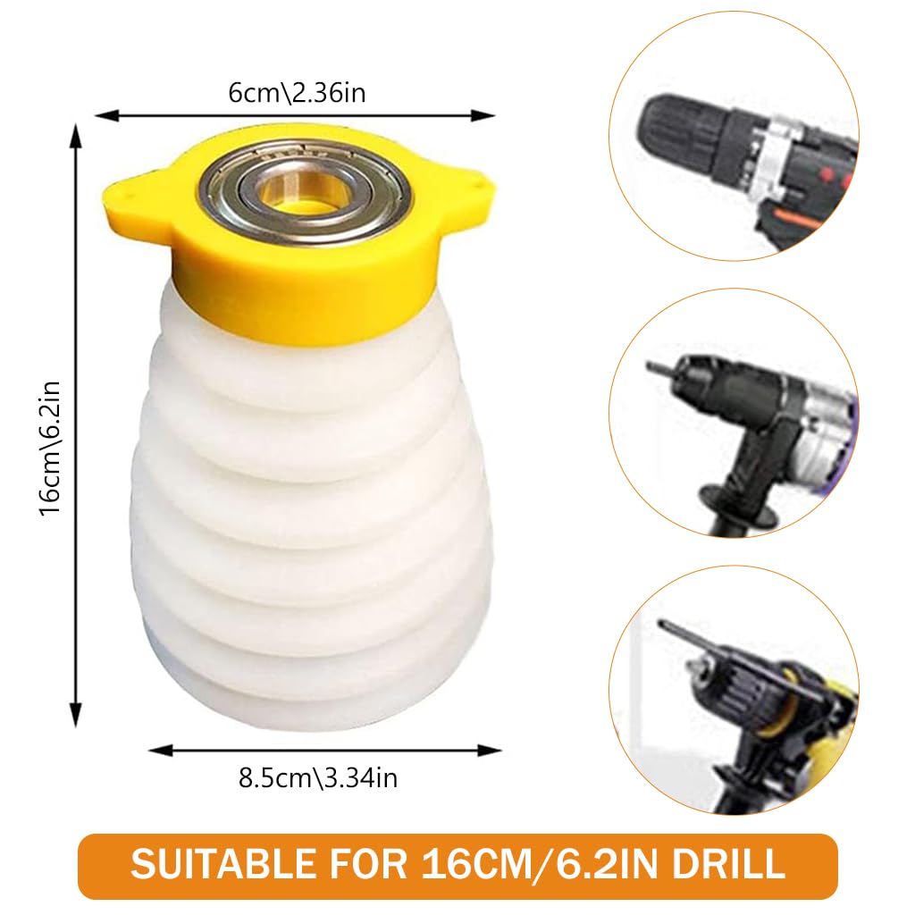Serplex Hole Saw Dust Bowl for 16cm/6.2'' Drill, Flexible Drill Dust Collector Drill Bit Cover Silicone Hole Saw Attachment Universal Drill Dust Catcher Dust Collector Chips Collector for Hole Saw