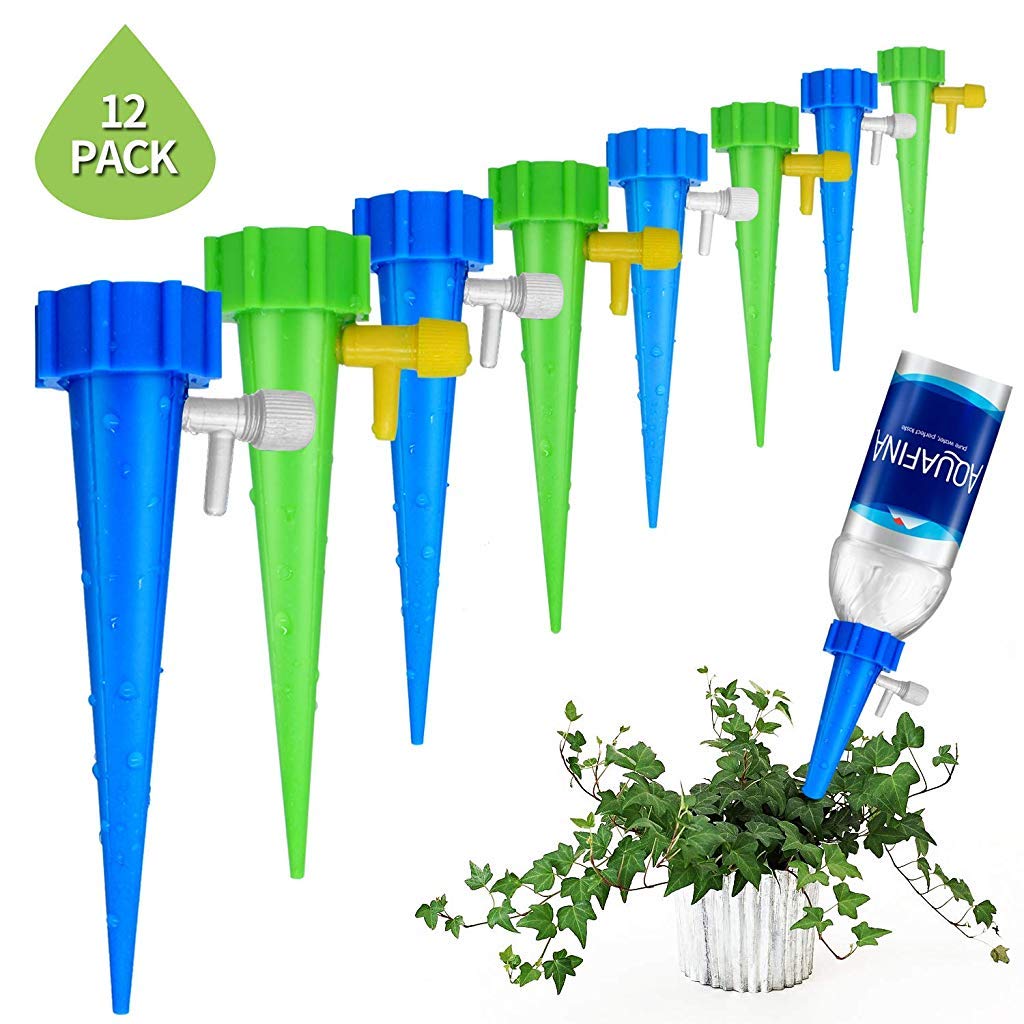 Supvox 12pcs Self Watering Drip Irrigation Kits Self Watering Device for Plants, Adjustable Self-Watering Spikes for Indoor Outdoor Potted Plants