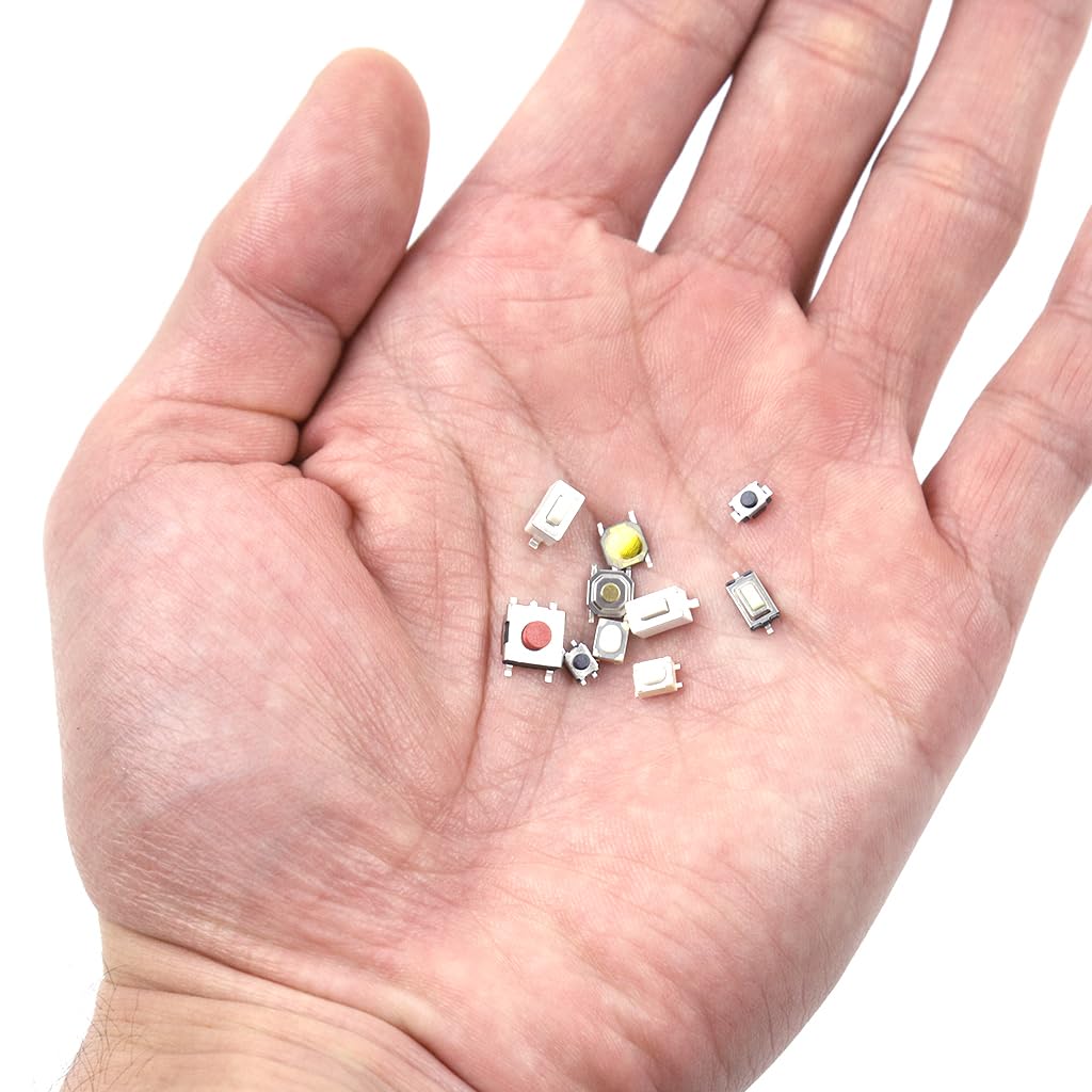 Serplex 250pcs Push Button Switches Push Button Switch On Off Replacement Remote Control Button Replacements for Repairing with 10 Designs Micro Push Button Replacements with Box