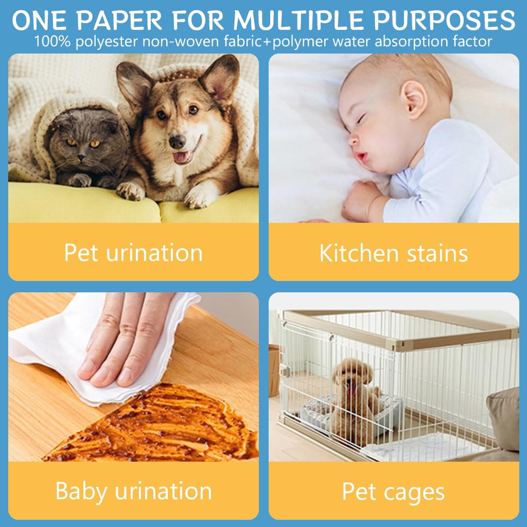 Qpets 50 Counts Puppy Pads Pet Pee Pads Dog Pee Training Pads Quick Absorptions Hygienic Non-woven Fabric Urine Sheets (25*30CM)