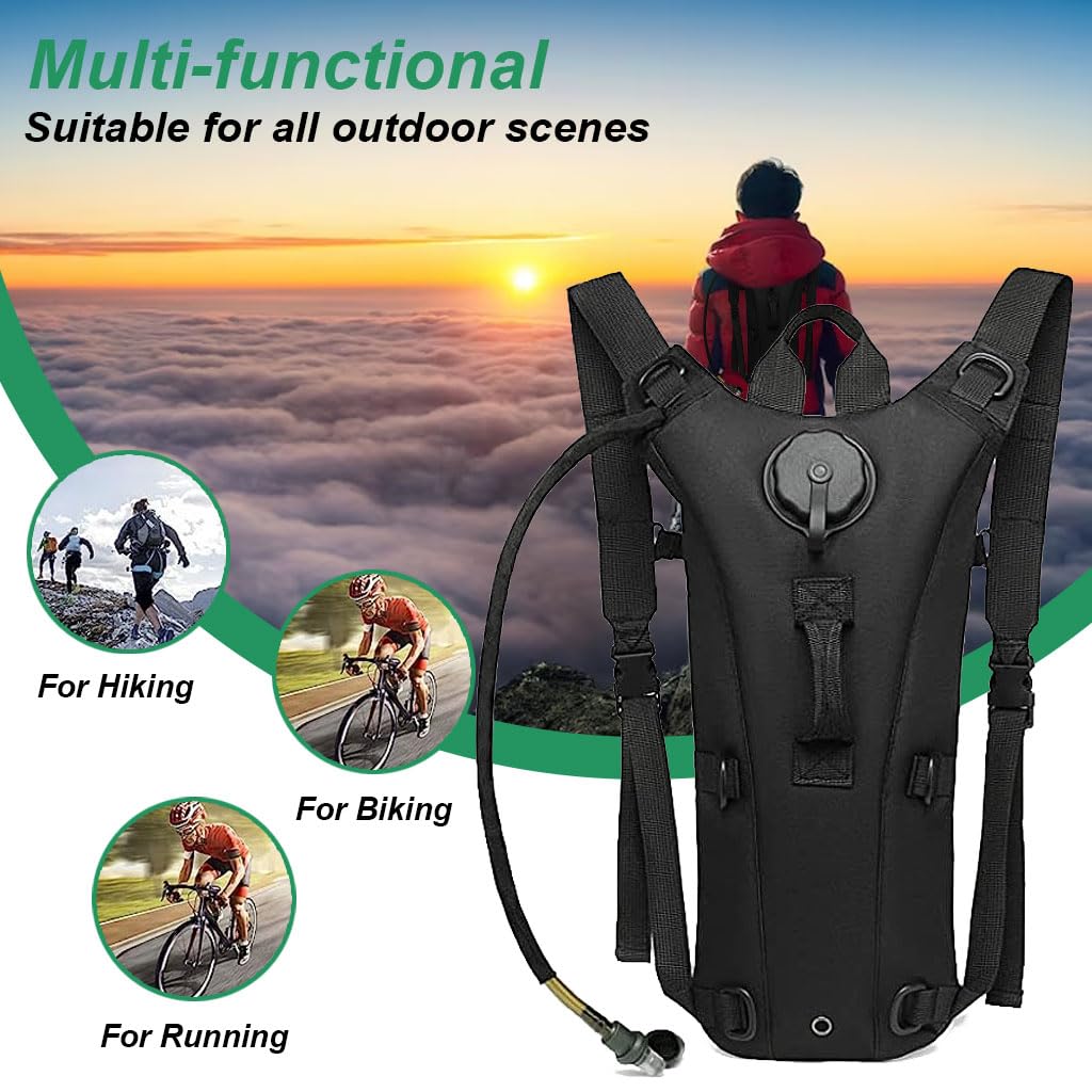HASTHIP Advanced 3L Hydration Backpack with Water Bladder - Tactical, Leak-Proof & BPA-Free, Ideal for Hiking, Biking & Running, Durable Oxford & Nylon Material, Insulated, Multi-Carry Options