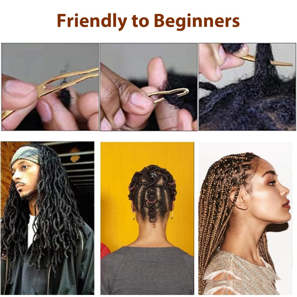 HASTHIP 9Pcs Crochet Hooks for Hair, Latch Hook Tool, Crochet Hair Needle, Dreadlocks Crochet Hook Set for Hair Extension Braid Carpet Making and Other Craft