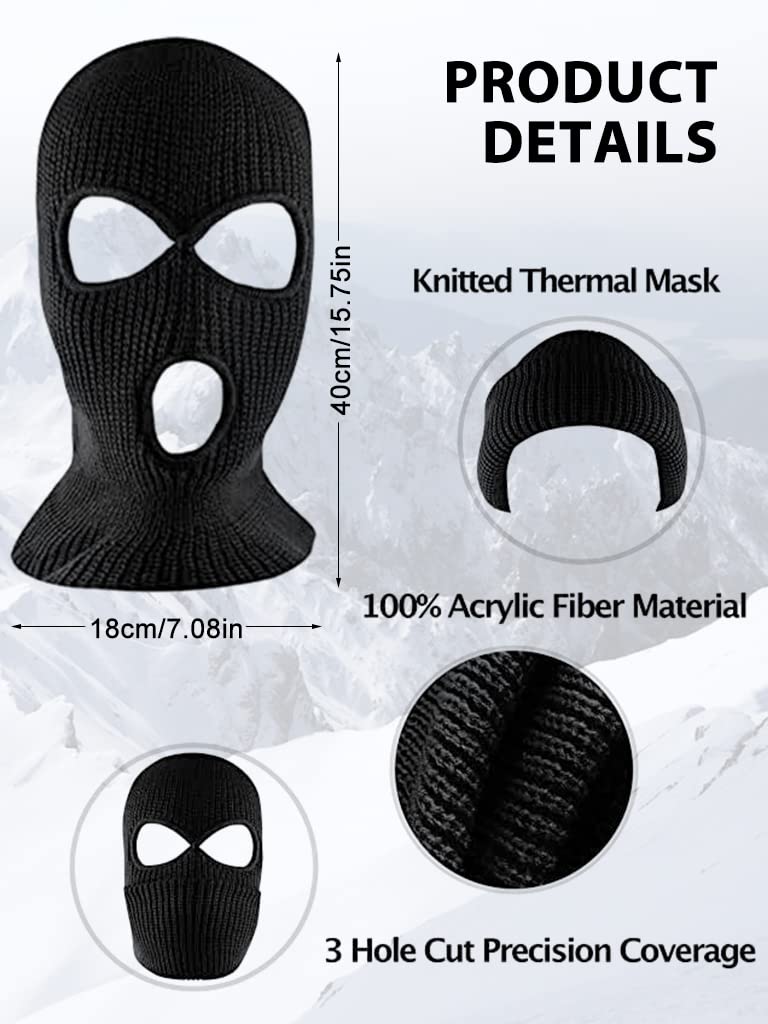 Proberos Full Face Ski Mask for Men Women, Knitted Balaclava Ski Mask Thermal Balaclava for Winter Outdoor Sports Ski Bike Grey
