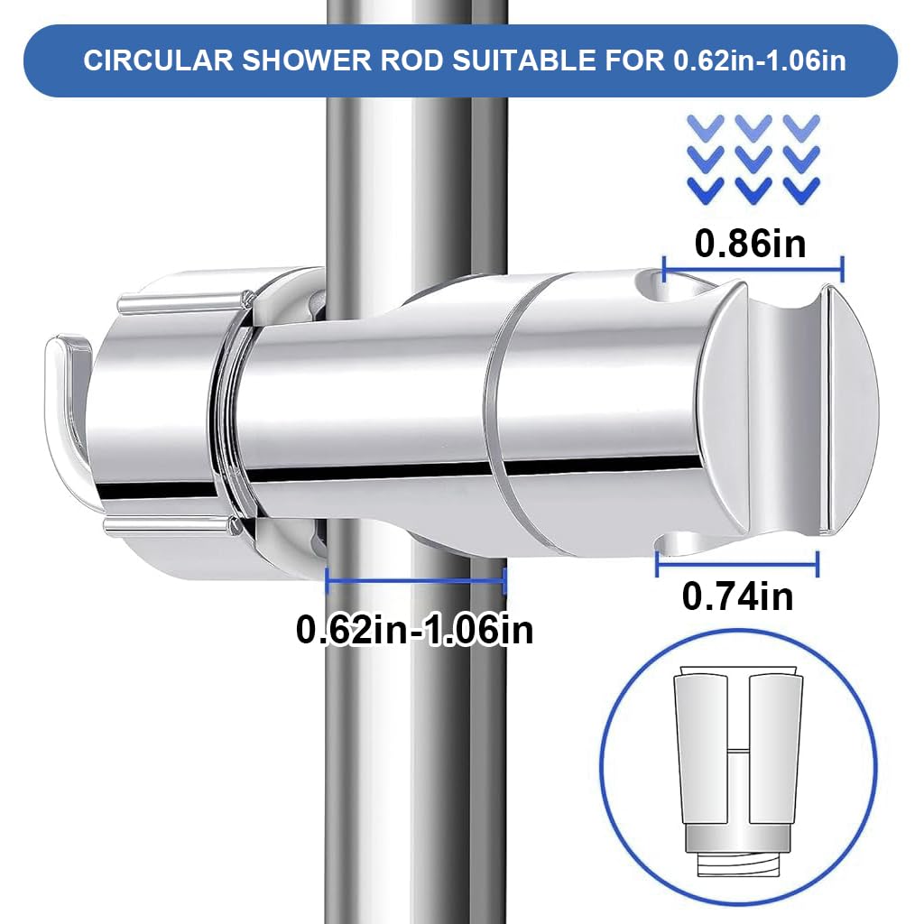 HASTHIP Bathroom Shower Head Holder with Intergrated Hooks Universal Shower Slide Bar Bracket for 16-27mm Modern ABS Shower Bracket with Dual Hanging Hook Adjustable Shower Slide Bar Bracket