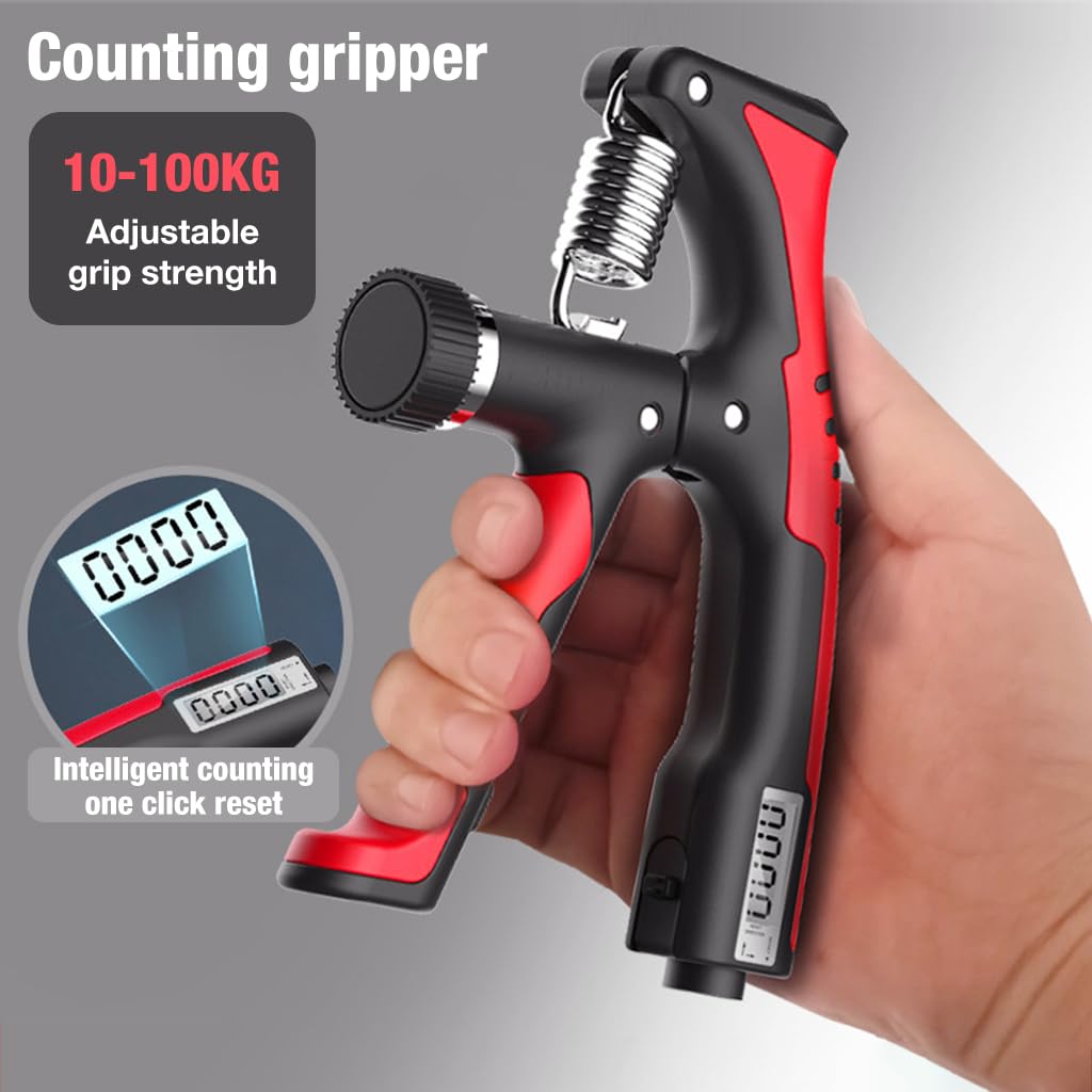 Proberos Hand Grip Strength Trainer, Hand Grip Strengthener with Counter, Adjustable Resistance 10 to 100kg, Non-Slip Gripper, for Athletes & Hand Exercising