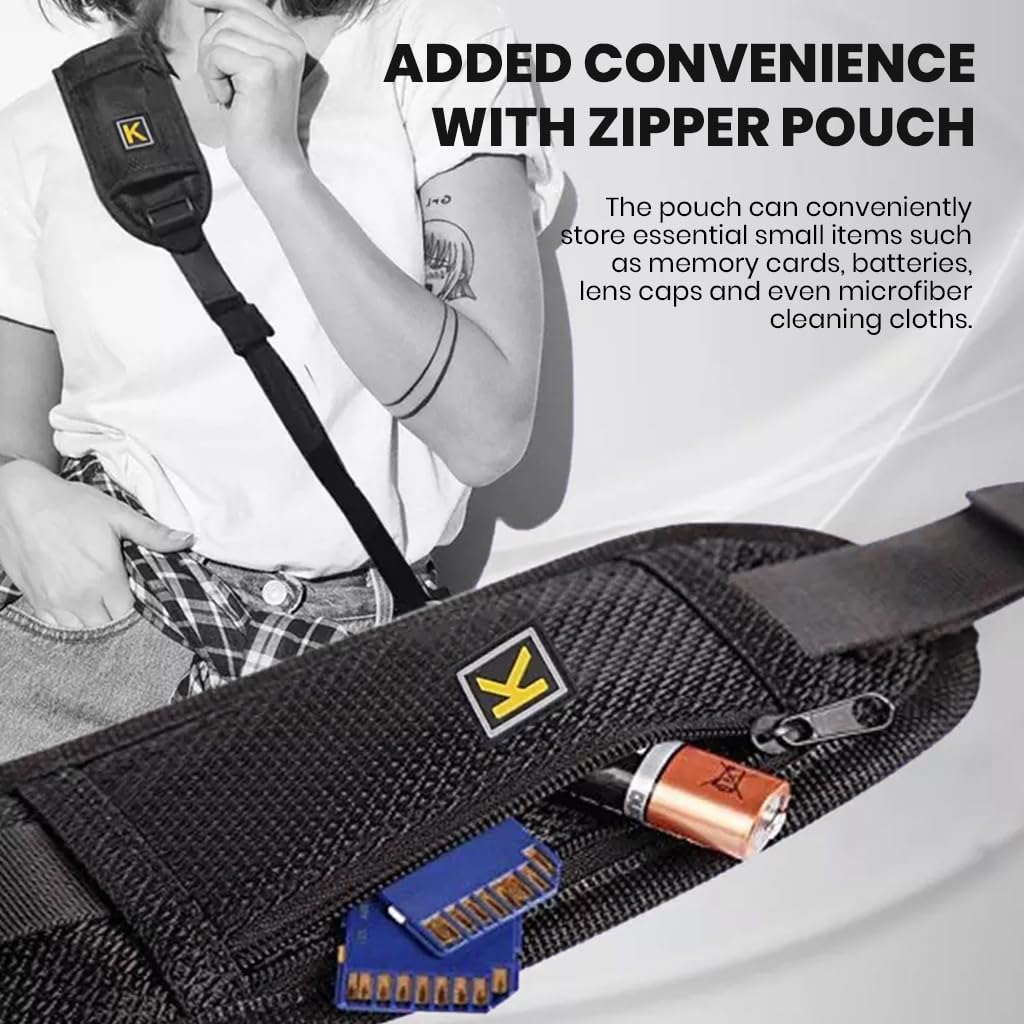 ZORBES Camera Shoulder Strap with Pockets Breathable Wide Padded DSLR Camera Shoulder Strap Adjustable Camera Shoulder Strap with Quick Release Buckles Universal Camera Shoulder Strap