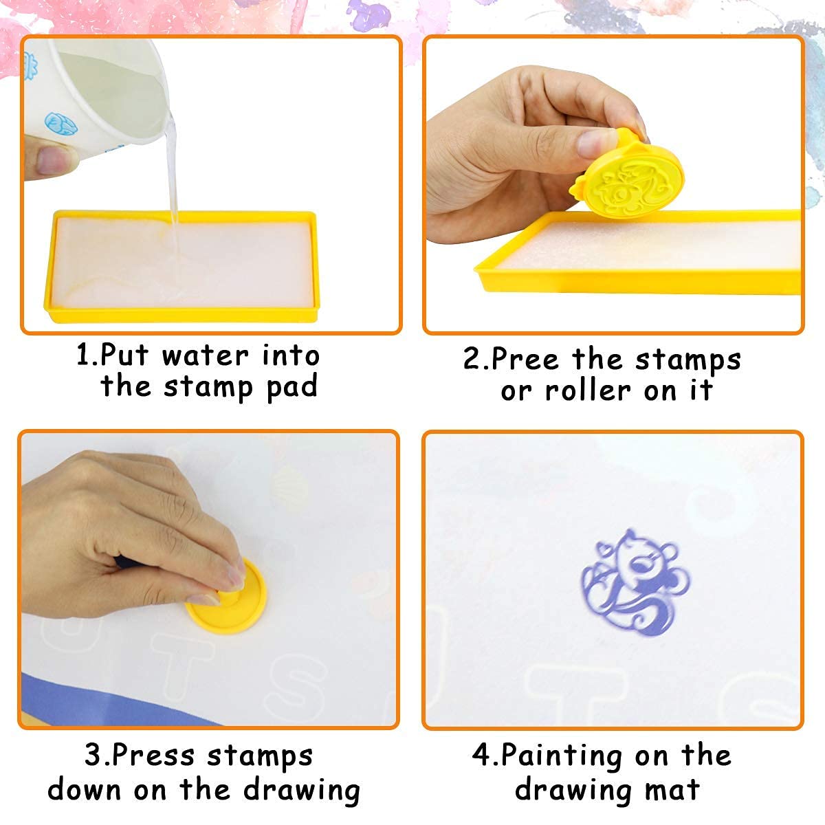 PATPAT Water Doodle Mat Aqua Drawing Painting Mat Large 110 x 70cm Mess Free Learning Toys for 2 3 4 5 6 Year Old Boys Girls Toddlers Birthday Gift