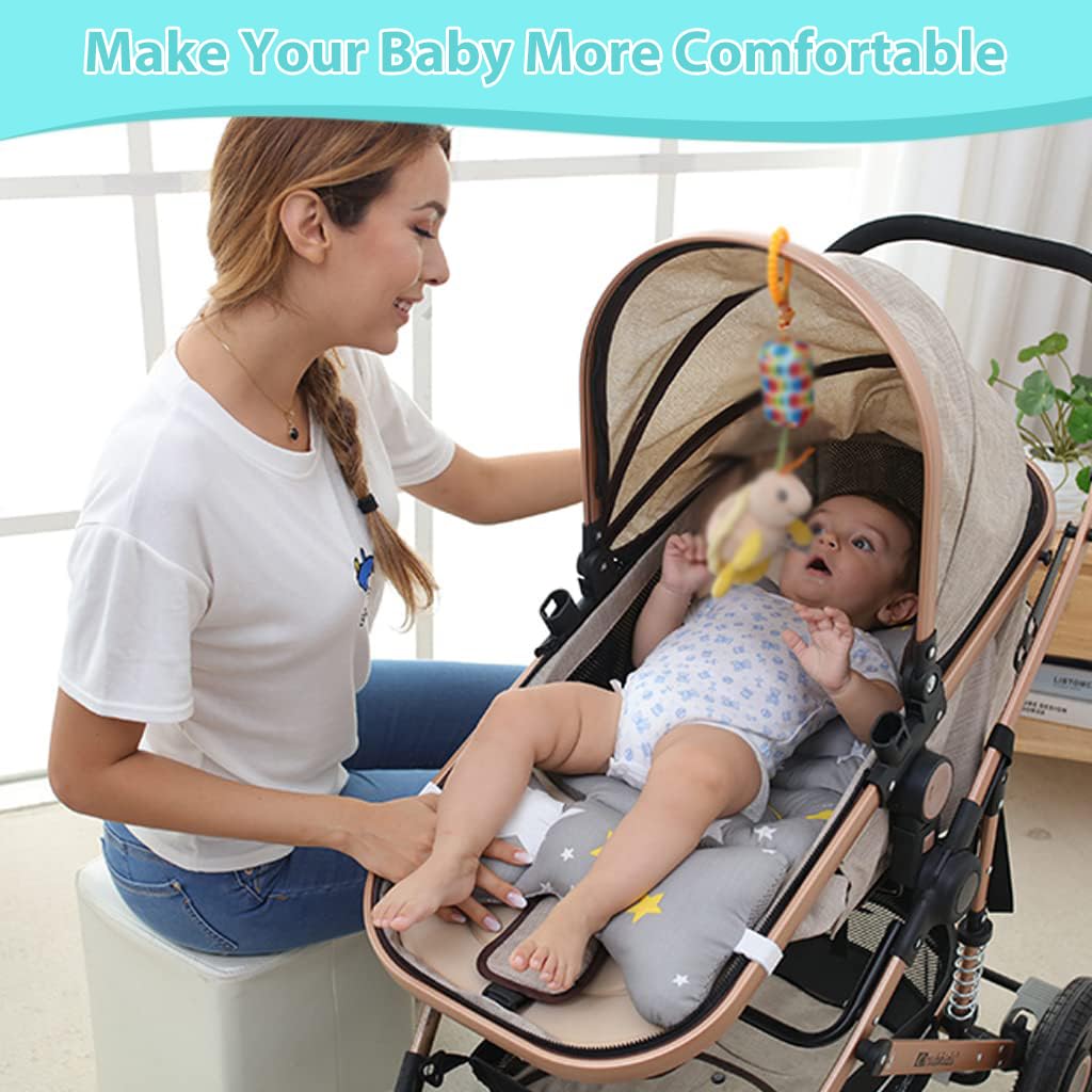 ZIBUYU Baby Stroller Seat Cushion Pushchair Seat Liner 3D Air Mesh Pram Soft Baby Stroller Cushion Seat Pad Star Print Baby Stroller Cushion Pad Stroller Accessories for Baby (Universal Fit) - Grey