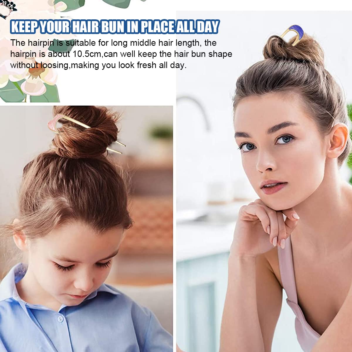 MAYCREATE 4Pcs Hair Pins for Women U-Shaped Metal Hair Sticks Chignon Pins Vintage Hair Chopsticks Girls Hair Accessories