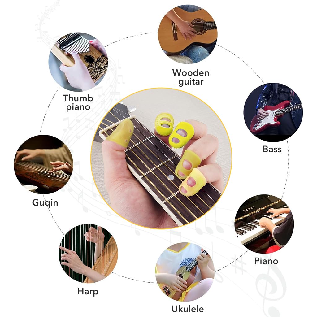 PATPAT 10Pcs Guitar Finger Silicone Cover for Kids Small Size Silicone Fingertip ProtectorsGuitar Finger Protection for Beginner Pressing String Finger Cover 18mm