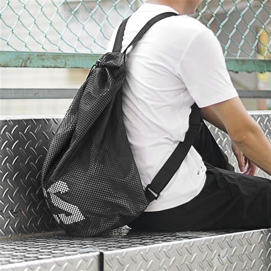 Proberos Mesh Drawstring Basketball Backpack Lightweight Shoulder Bag Fashion Print Drawstring Backpack Sport Backpack Hiking Backpack, Small, 26x37cm