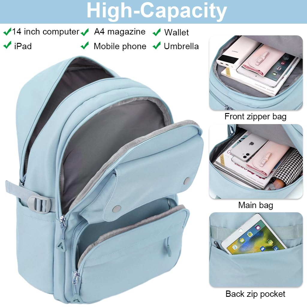 PALAY School Backpack Fashion Student School Backpack Large Travel Backpack Laptop Backpack Multi-pouches Girls School Backpack
