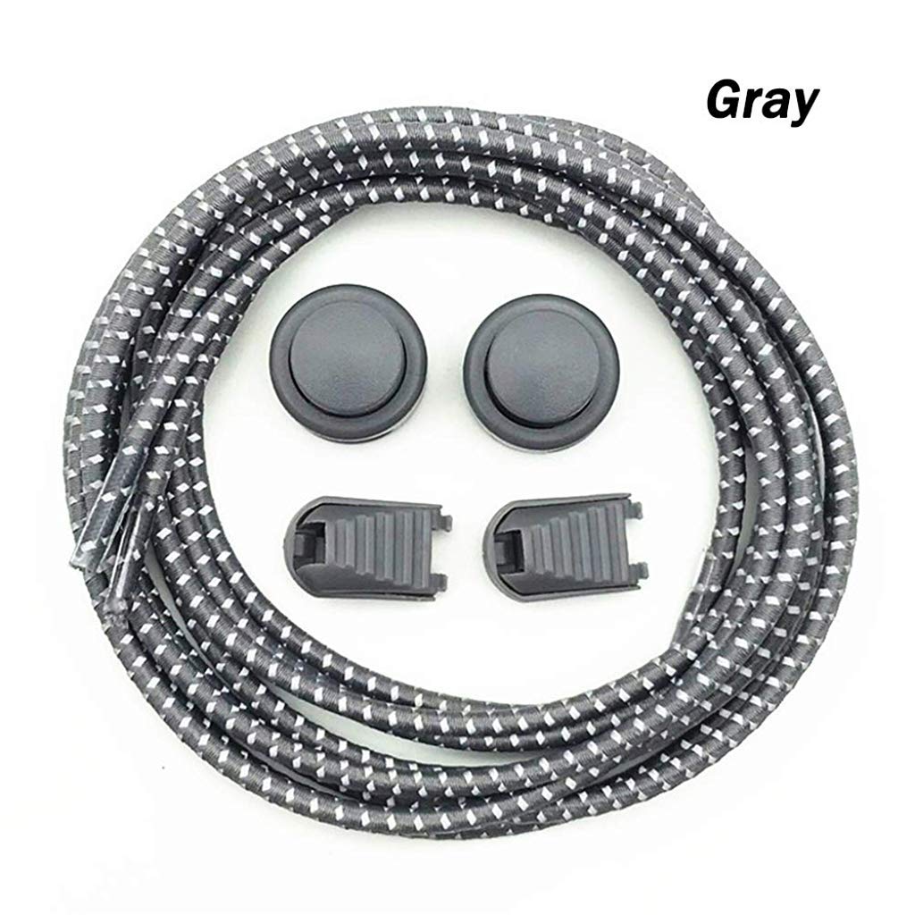 PALAY No Tie Shoelaces | Elastic Lock Shoe Laces For Adult Sneakers Fits Hiking Boots, Board Shoes and Casual Shoes (Gray)