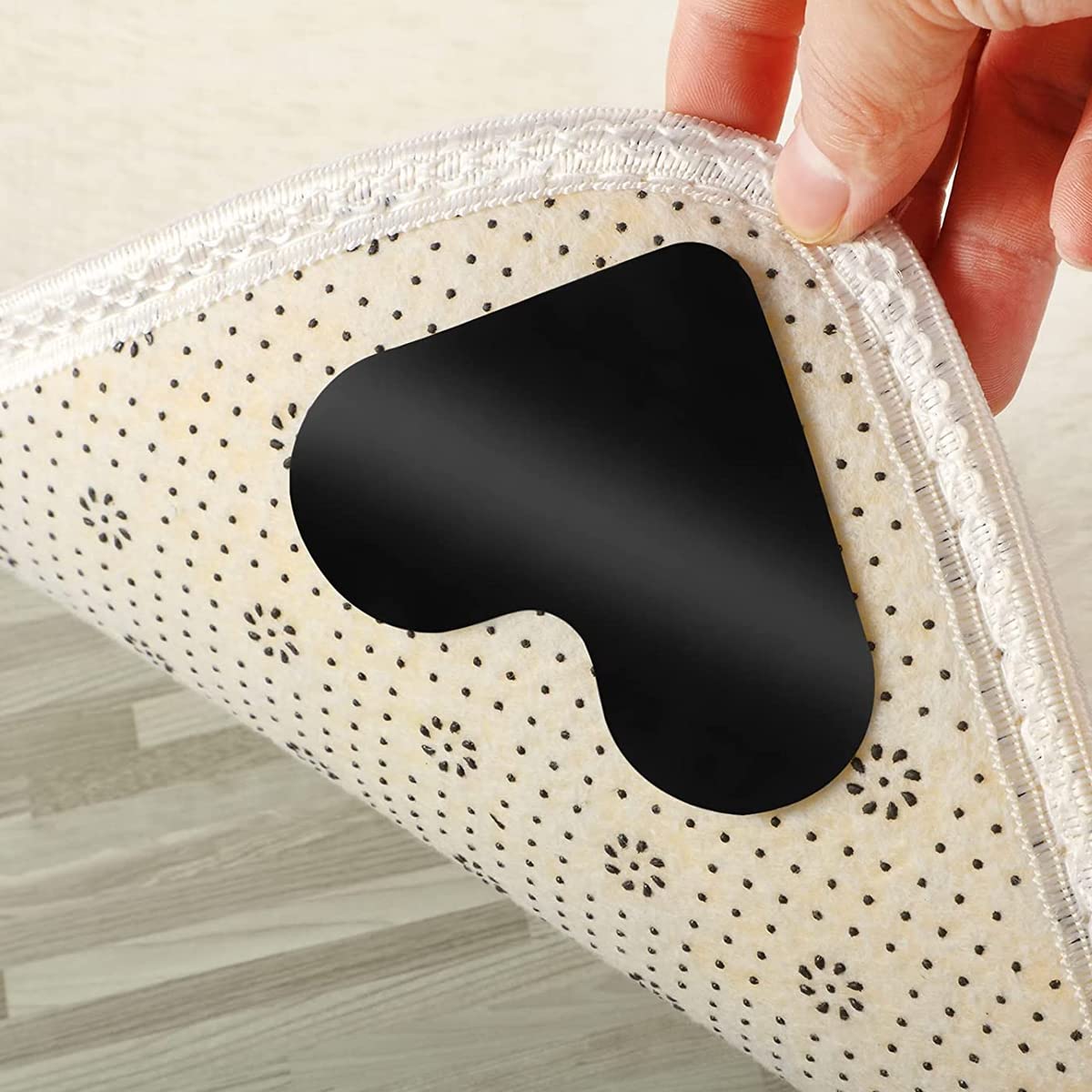 HASTHIP 12PCS Rug Corner Grippers, Double Sided Non Slip Reusable Rug Stopper, Washable Rug Tape for Hardwood Floors, Rug Gripper Stopper Rug Pad for Doormat, Carpet, Tapestry, Table Cloth, Heart