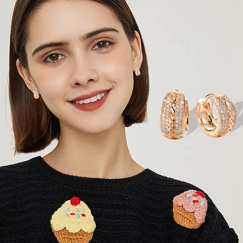 ZIBUYU Earring for Women and Girl Stylish Hollow Encored Hoop Earrings Jewellery Latest Round Eardrops Jewelry for Girls & Women Gift Golden, (15mm) - 1 Pair