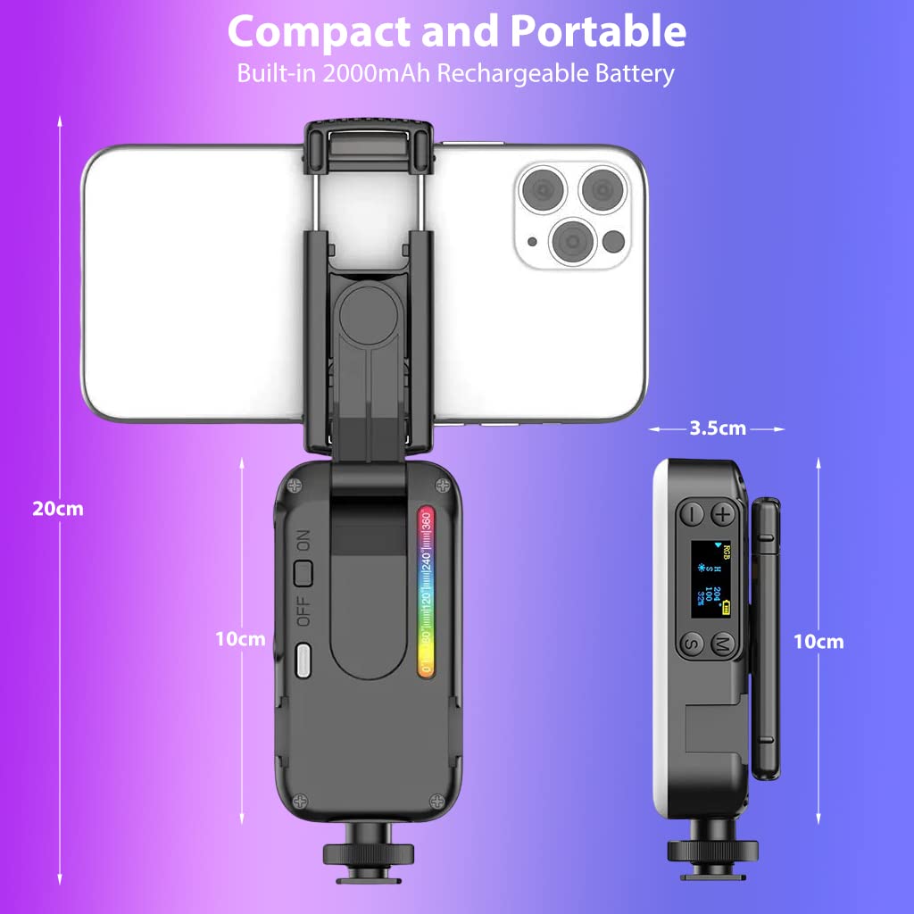 ZORBES RGB Video Light LED Camera Light Panel with TIK Tok Remote Control 360° Full Color LED Camera Light, 2500K-9000K, 2000mAh USB LED Video Light for Photography, Livestream, YouTube, TIK Tok
