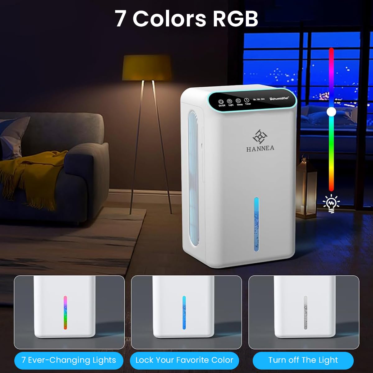 HANNEA 2.5L Dehumidifier for Room LED Quiet Dehumidifier with 3 Timer Settings 2 in 1 Dehumidifier with Aromatherapy Tray Multipurpose Room Dehumidifier for 800 Sq. ft Room