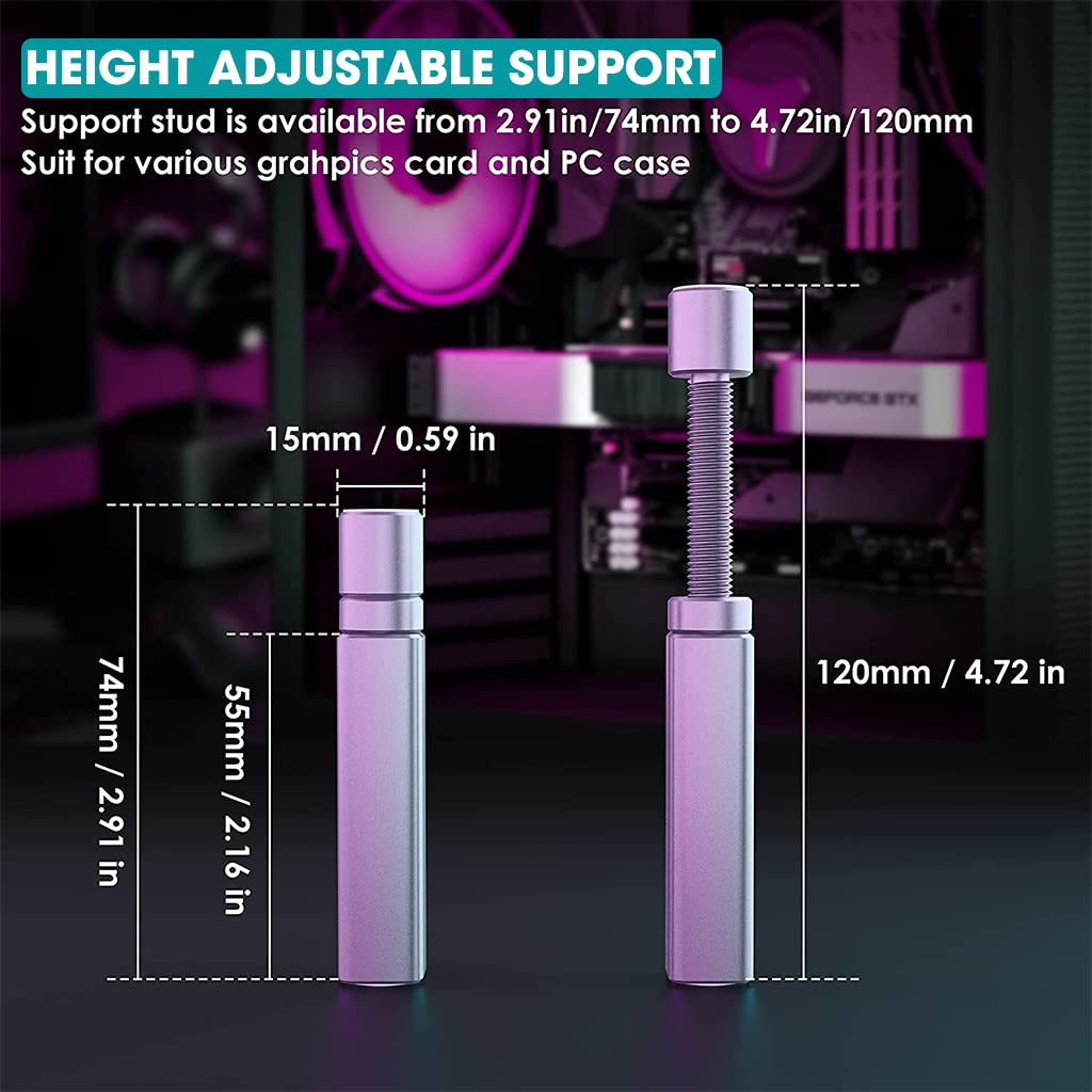 HASTHIP Graphics Card Bracket, Aluminum Alloy Graphics Card Holder Bracket, GPU Stand. Adjustable Height Graphics Card GPU Brace Support Video Card Sag Holder Bracket Support Desktop Computer