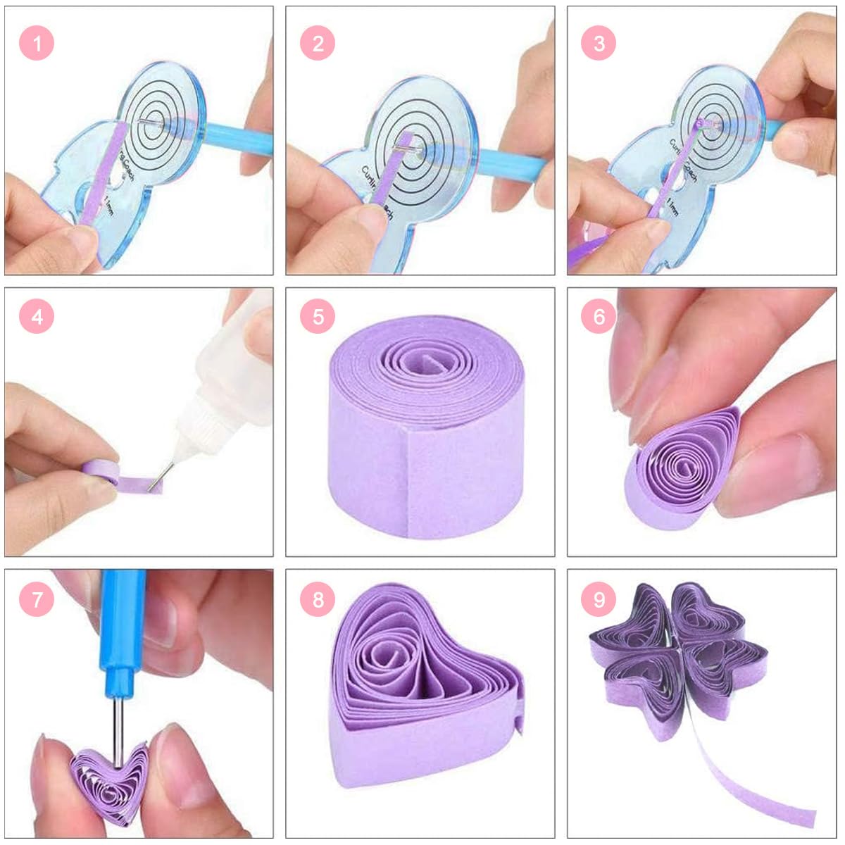 HASTHIP Paper Quilling Kit Quilling Tool Set Quilling Template Curling Tool Set Accessories for DIY Paper Quilling Craft Art Set (30 Colors 600 Strips)