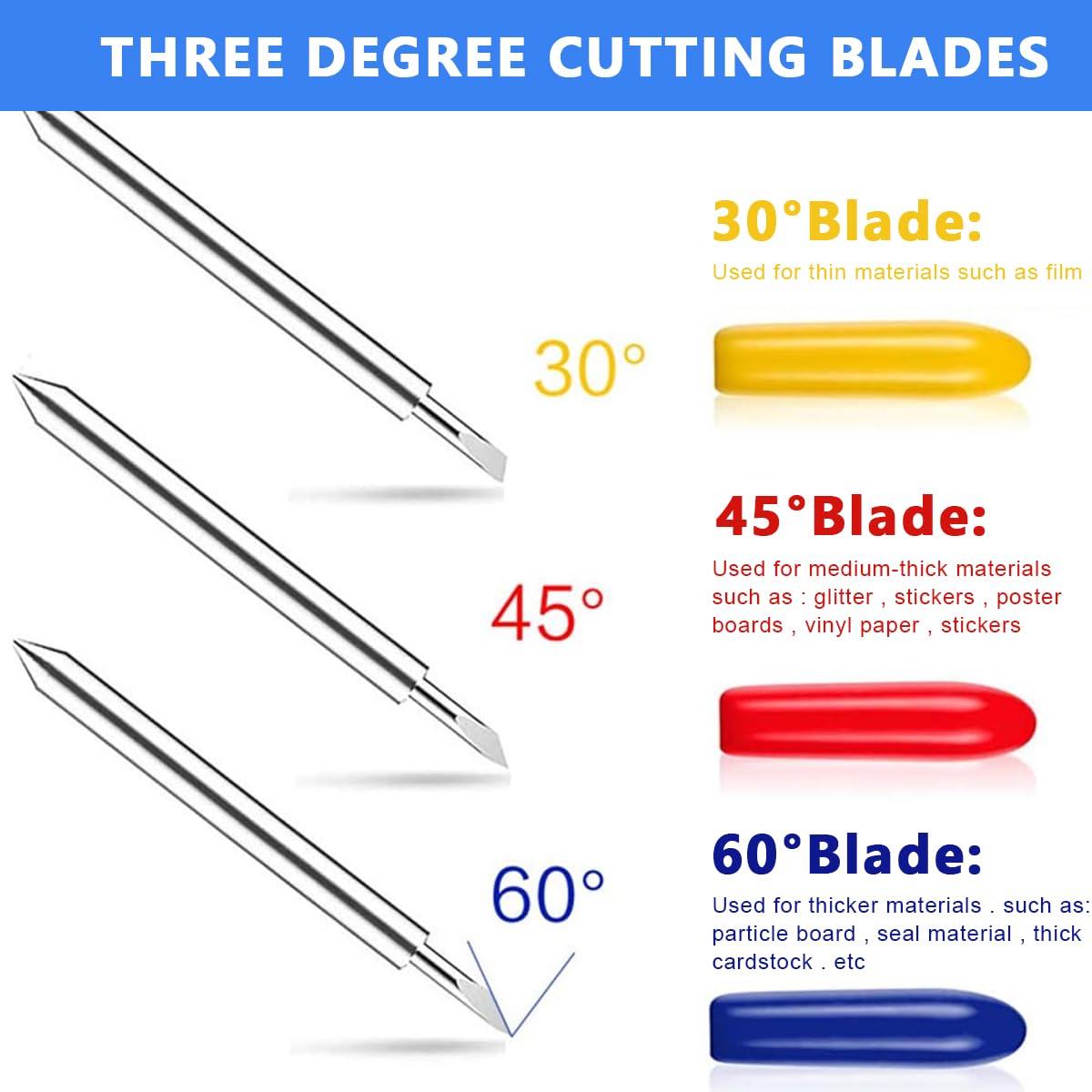 HASTHIP 30pcs Fine Point Blades for Cricut Maker 3 Expression/Explore Air 2 / Air 3, for Cricut Blades Including 10PCS 30°Shallow Blades, 10PCS 45° Standard Blades and 10PCS 60°deep Cutting Blades