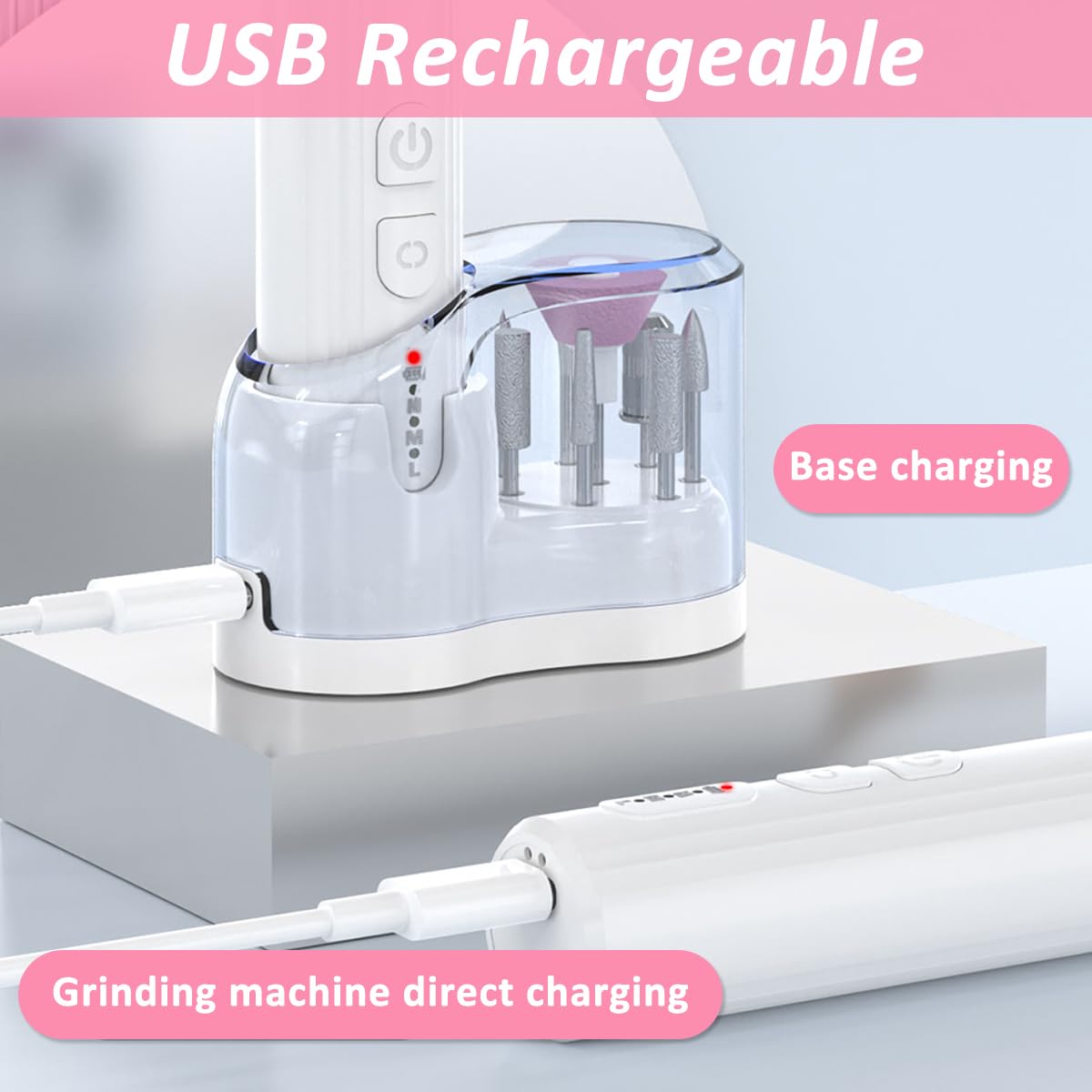 MAYCREATE Nail Drill,Cordless Electric Files for Gel Nails Efile Manicure Kit Women Rechargeable Wireless Drill para Uñas Profesional Machine