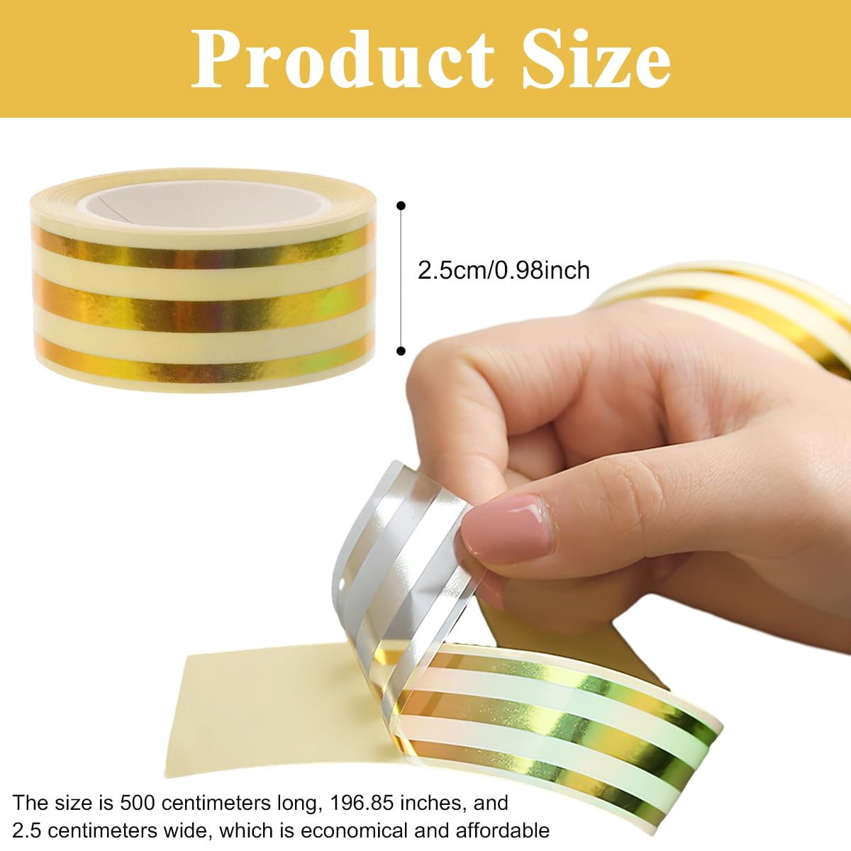 HASTHIP 5M Colorful Tile Gap Tape, Home Tile Sticker Waterproof Tape PVC Self Adhesive Tape Metallic Ceramic Tile Gap Tape for Detailing Wall, Floor Tile Gap, Cabinetry (2.5CM*5M)