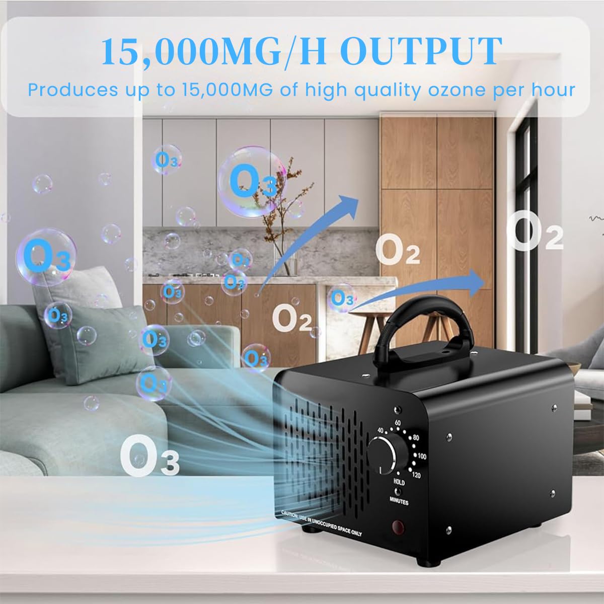 HANNEA Portable Ozone Generator 20, 000mg/h High Capacity Ozone Machine Ozone Disinfection Machine Home Ozone Generator for Water Treatment, Air Purification, Odor Removal