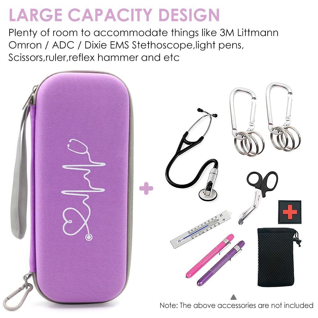 ZORBES Stethoscope Case Protable Stethoscope Bag, Shockproof Protective Stethoscope Case for Littmann/Omron/ADC/Dixie EMS Stethoscope, with Extra Mesh Pockets for Small Accessories (Bag Only)