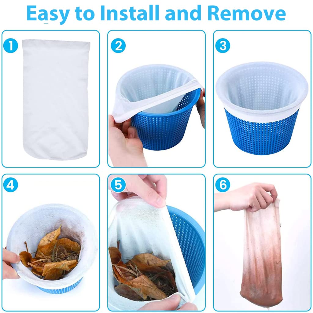 Optifit 10pcs Pool Skimmer Basket Sock Filter Mesh Net for Pool Skimmer Basket Strong Elastic Pool Skimmer Socks Swimming Pool Cleaning Supplies, No Skimmer Basket Included