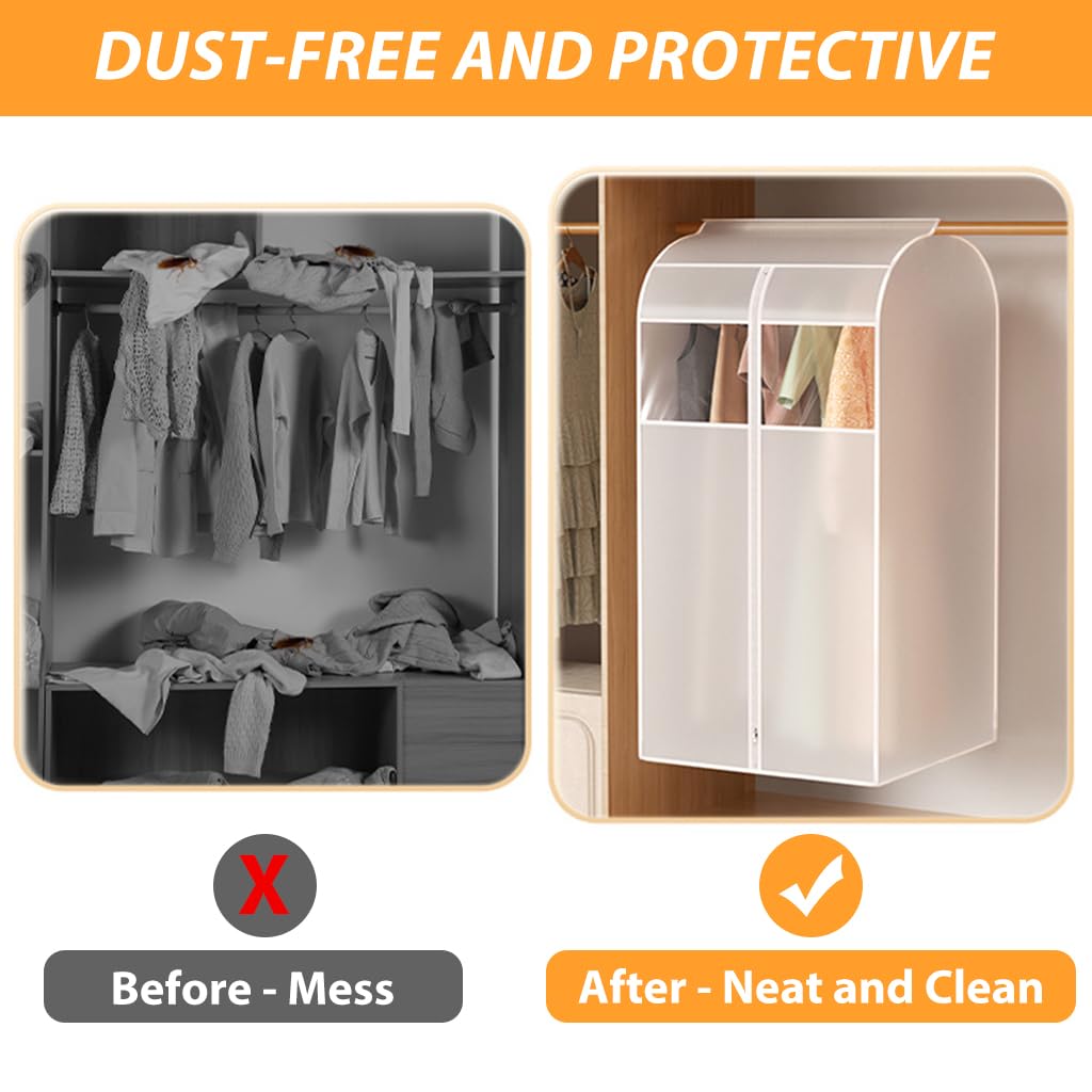 HASTHIP Large Wardrobe Garment Cover 47.2 inches Dust Cover for Clothing Wardrobe Transparent Zipping Garment Cover Hanging Clothes Cover Bottom Enclosed Clothes Protector for Wardrobe