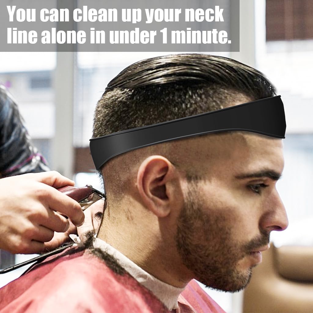 MAYCREATE Neckline Shaving Template, Silicone Hair Cutting Machine Hair Line Guide, Adjustable Trimming Template for Men Boy Home Haircuts, for Fade, Undercut, Crew Cut - Blue