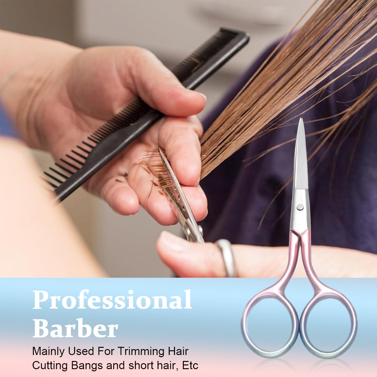 MAYCREATE Eyebrow Hair Grooming Scissors Stainless Steel Eyebrow Hair Trimmer Facial Hair Scissors 3.9 inches Mutifunctional Small Scissors for Facial Hair, Nose Hair, Moustache