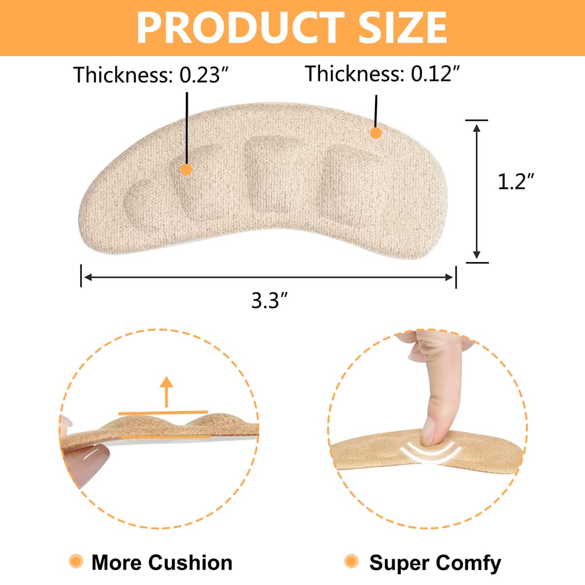 HANNEA 4 Pairs Ball of Foot Cushions, High Heel Inserts, Foot Pads, Soft Gel Heel Insole Pads, Non-Slip Metatarsal Pads for Women, Comfortable Forefoot Cushions, Idea for Foot Pain Relief