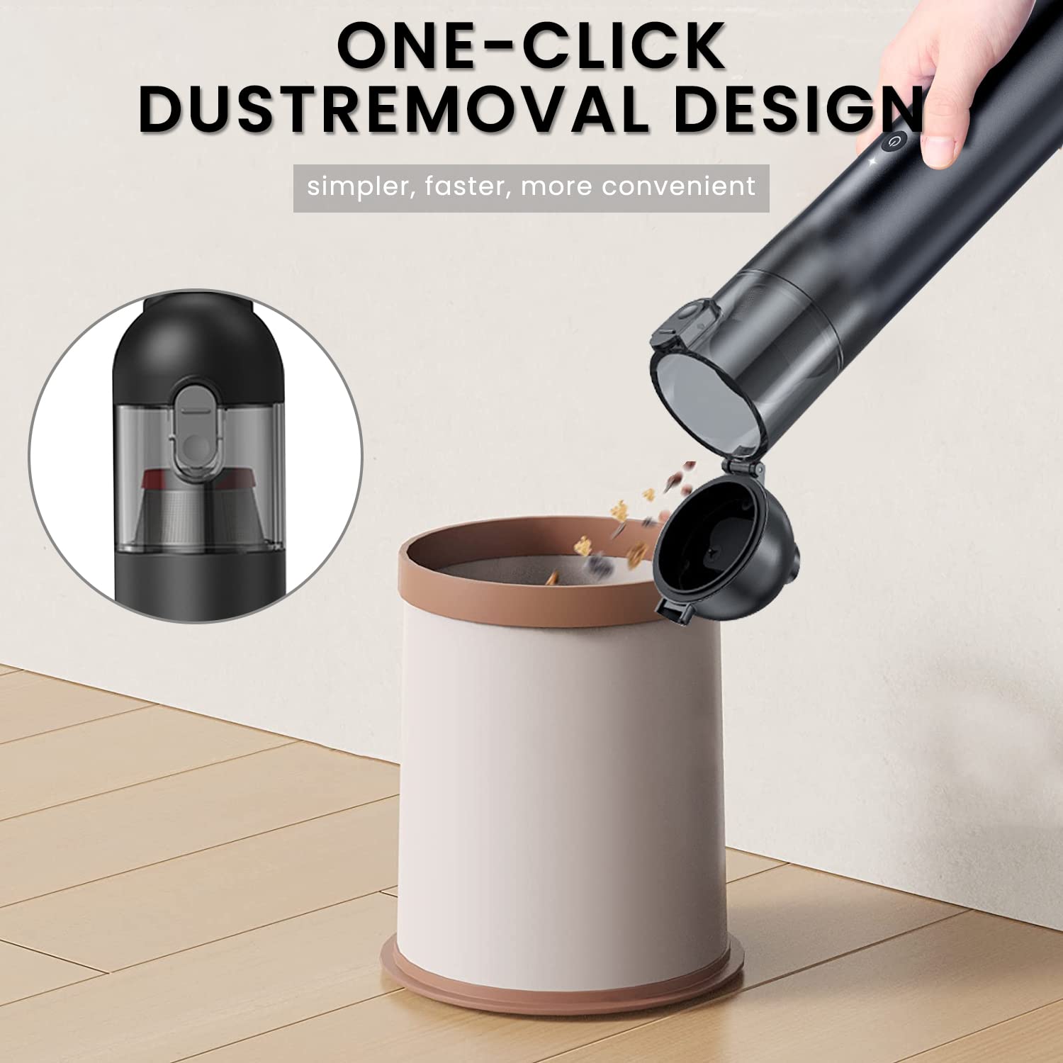Supvox Handheld Vacuum Cleaner, 7500Pa USB Cordless Rechargeable Car Vacuum Cleaner, Wireless Hand Vacuum Air Blower for Dust Sand Crumbs, Ultra-Light Portable Mini Vacuum Cleaner for Home Pet Hair
