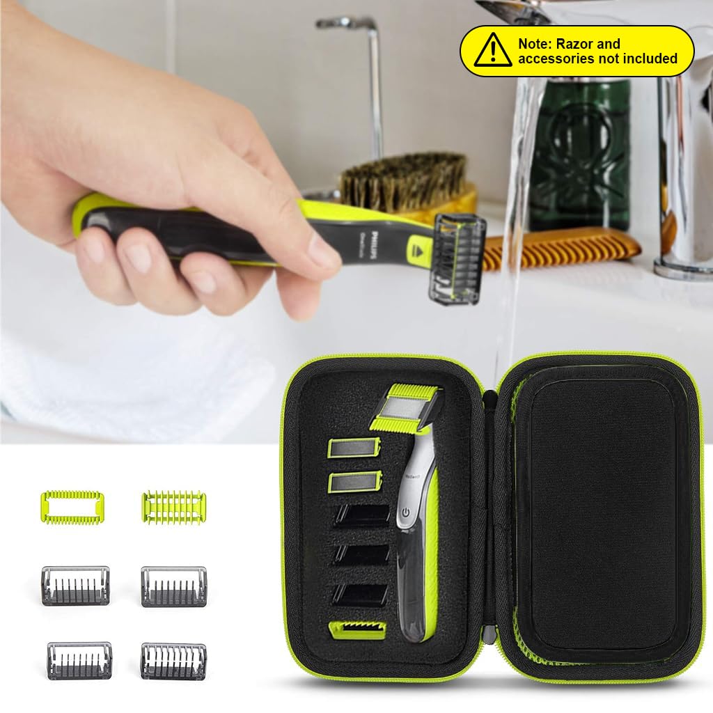HANNEA Hard Case PU Storage Bag phi-lips Electric Shaver Travel Carry Bag with Hand Strap Organizer Bag for phi-lips Norelco OneBlade QP2520, QP2530, QP2620, QP2630, No phi-lips Shaver Included