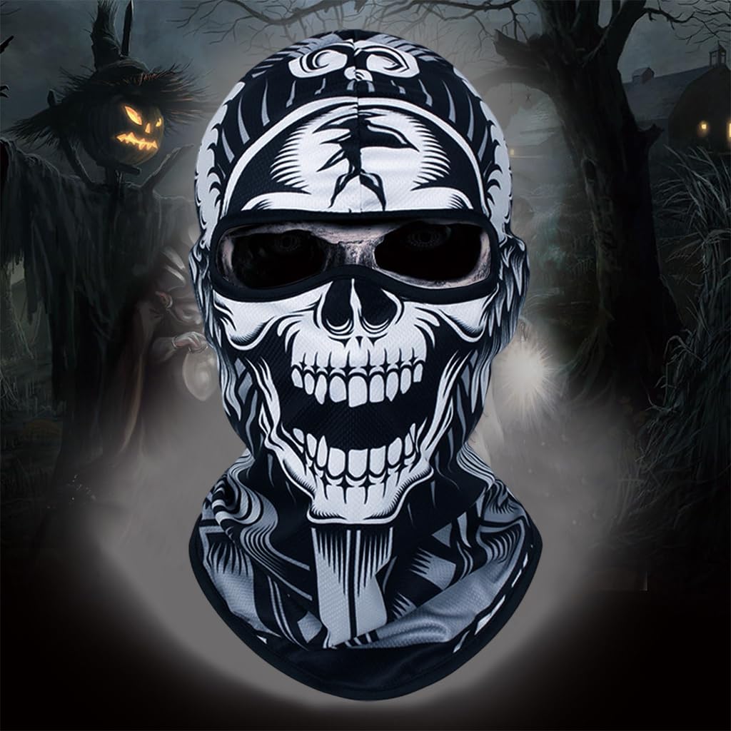 Optifit Balaclava for Men, Breathable Skull Print Bandana for Dust Protection, UV Portection Rider Full Face Helmet Mask, Balaclava Full Face Cover Mask for Ski, Biking, Cycling, Running, Hiking