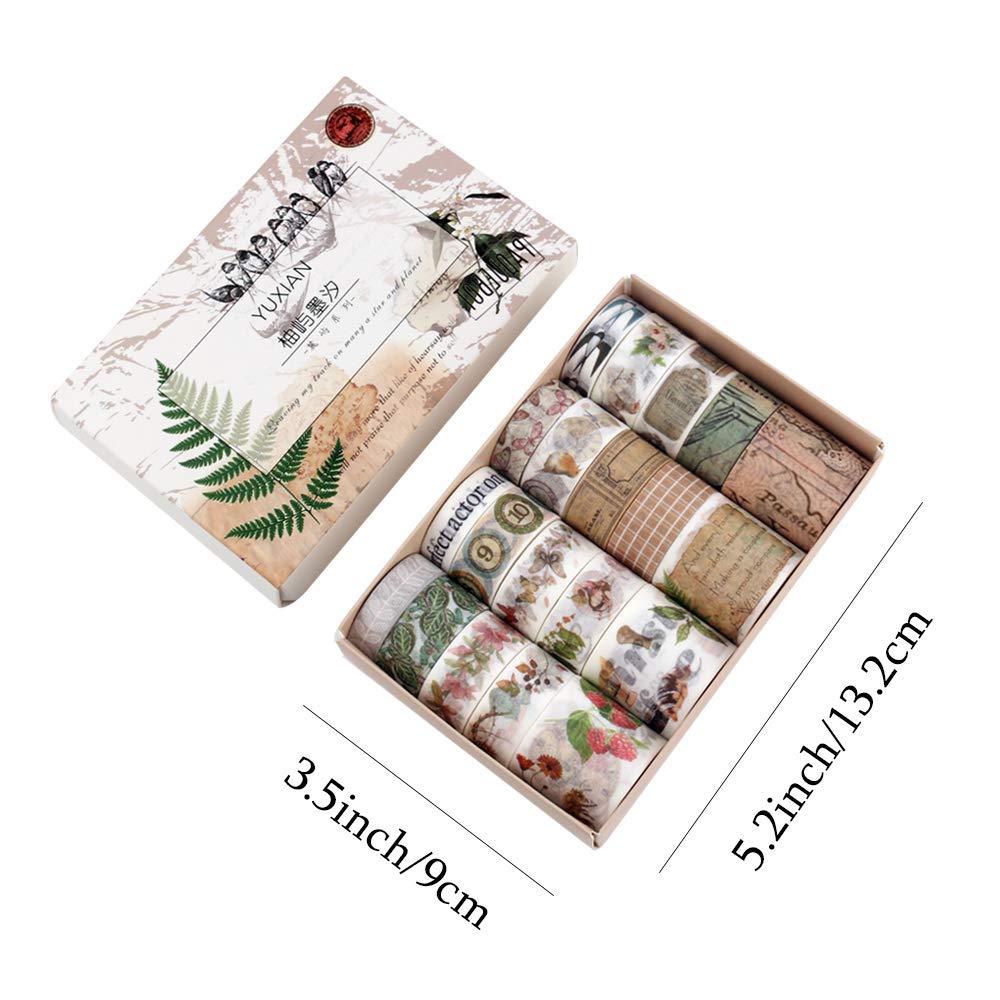 HASTHIP 20 Rolls Washi Tape Set, Ocean Collection Tape with 3 Sizes 10/15/30mm, Sea-Blue Style Decorative Masking Tapes for DIY Crafts Arts Scrapbooking Bullet Journal Planners (Brown)