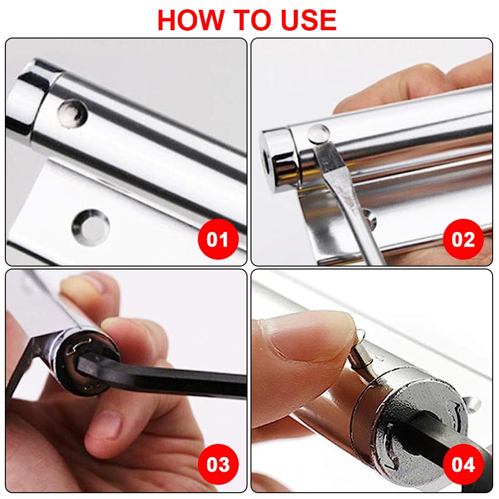 HASTHIP 2 Pack Door Closer, Spring Loaded Automatic Door Closer, Stainless Steel Door Closer with Folding Spring Arm, Surface Mounted Door Closer with Accessories Tools for Home, Office, Hotel Door