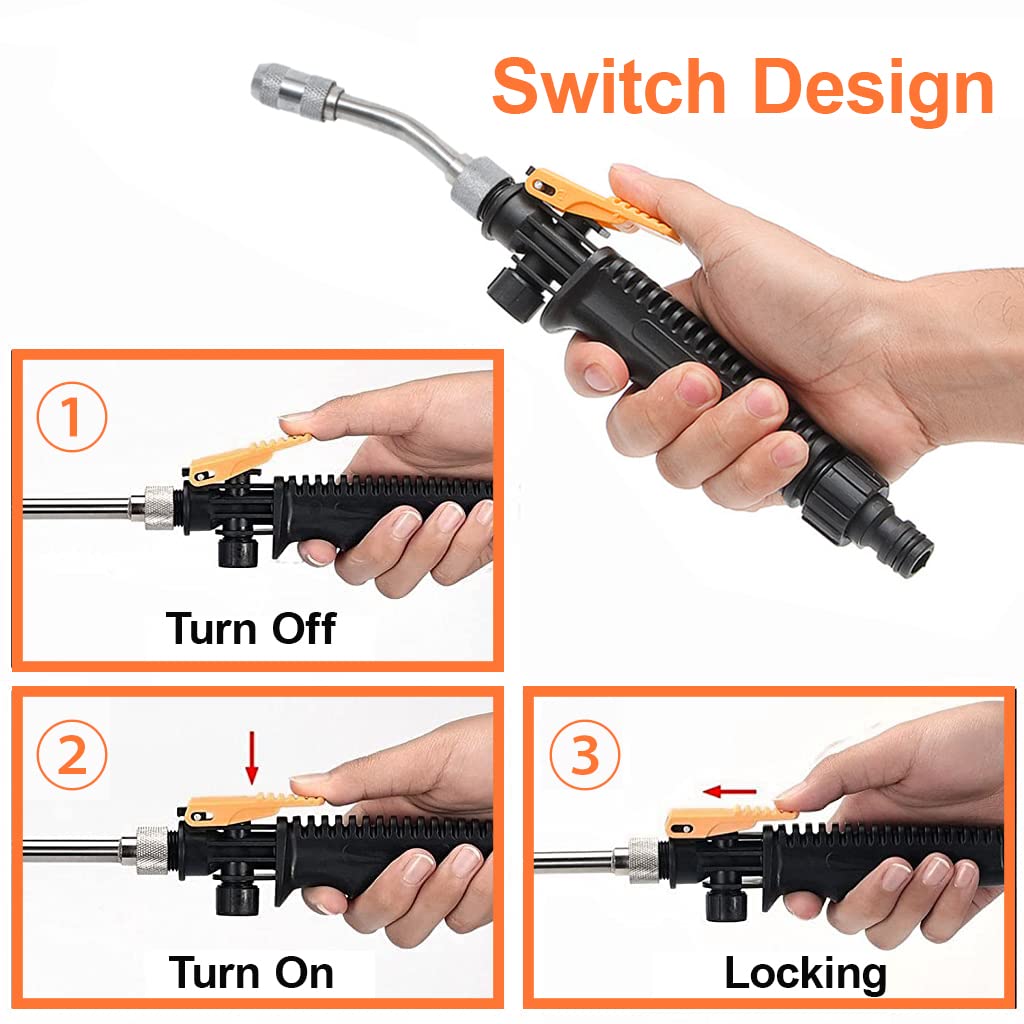 HASTHIP 30cm High Pressure Car Washer Gun for Car Bike Wash Garden Irrigation, Adjustable Water Jet with 3 Spray Patterns, Multi Purpose Alloy Spray Gun with 3/4 Quick Connector for Gardening