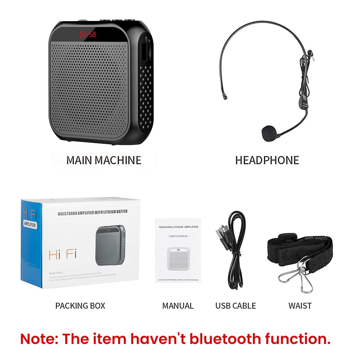 ZORBES® Voice Amplifier for Teachers Microphone Headset Set 2200 mAh with Support TF Card U Flash Disk Portable Tour Guide Coach Speaker Black 3 PCS