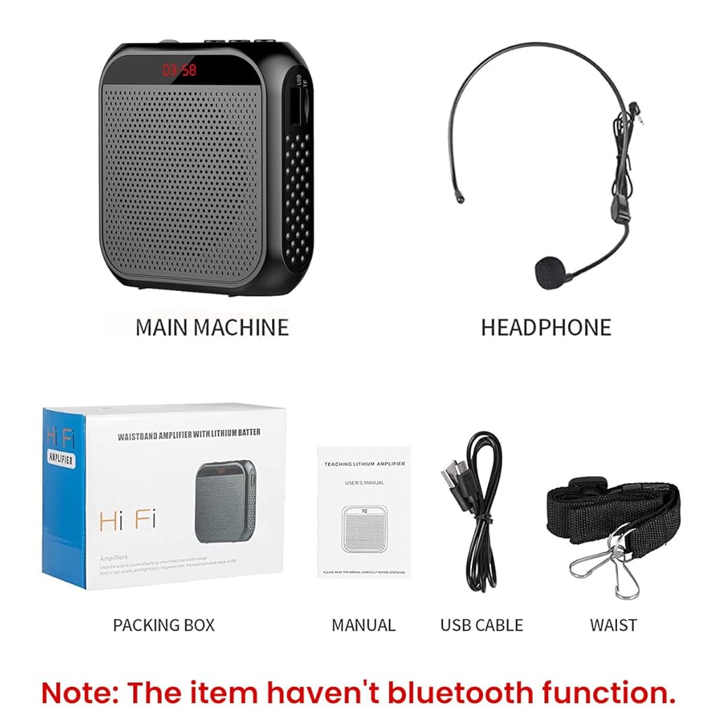 ZORBES® Voice Amplifier for Teachers Microphone Headset Set 2200 mAh with Support TF Card U Flash Disk Portable Tour Guide Coach Speaker Black 2 PCS