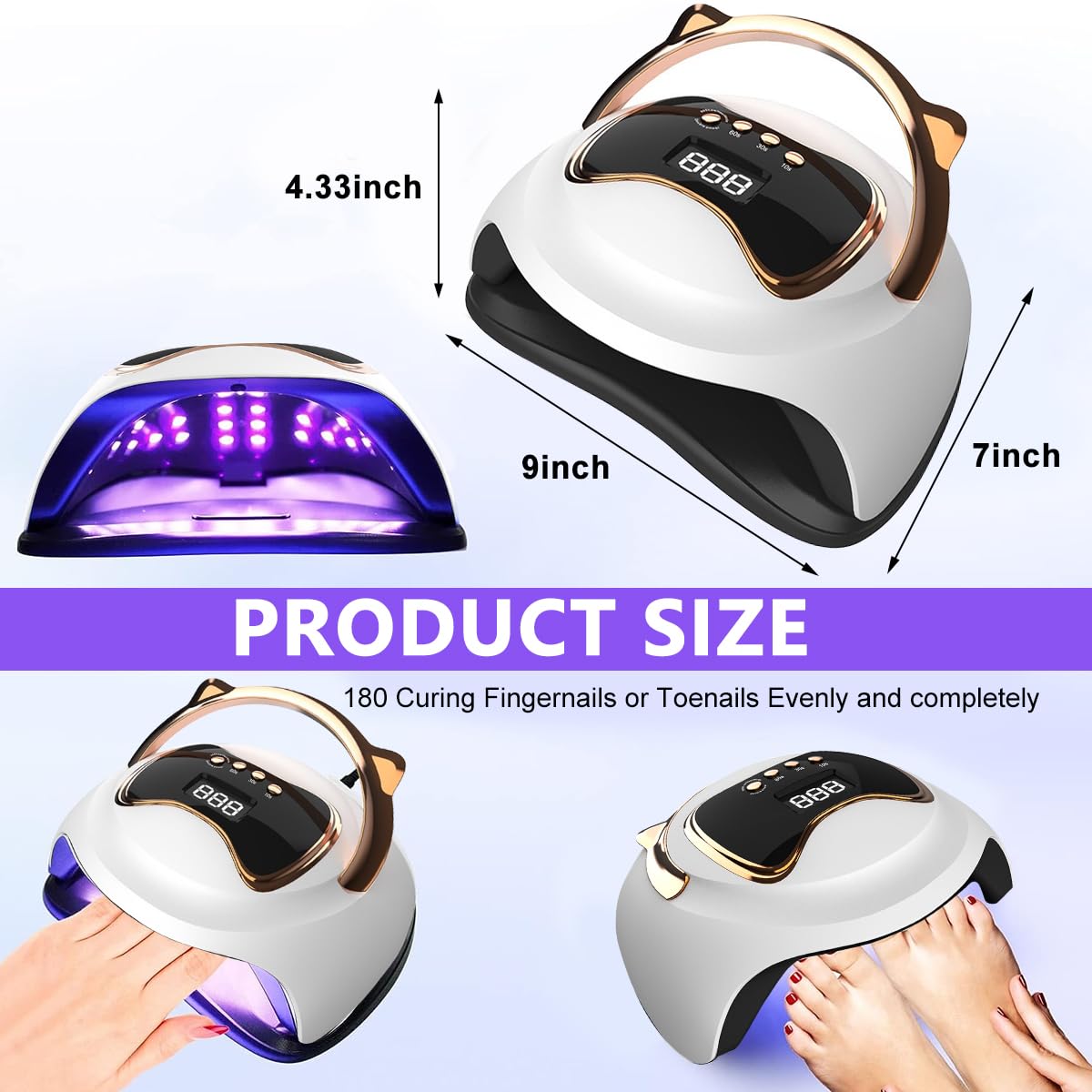 MAYCREATE 120W UV LED Nail Lamp, USB UV Gel Nail Polish Light Smart Induction Nail Curing Lamp Gel Polish Light, 36 LED Lamp Beads, Quick Dry Your Gel Nail Polish with 4 Timer Setting