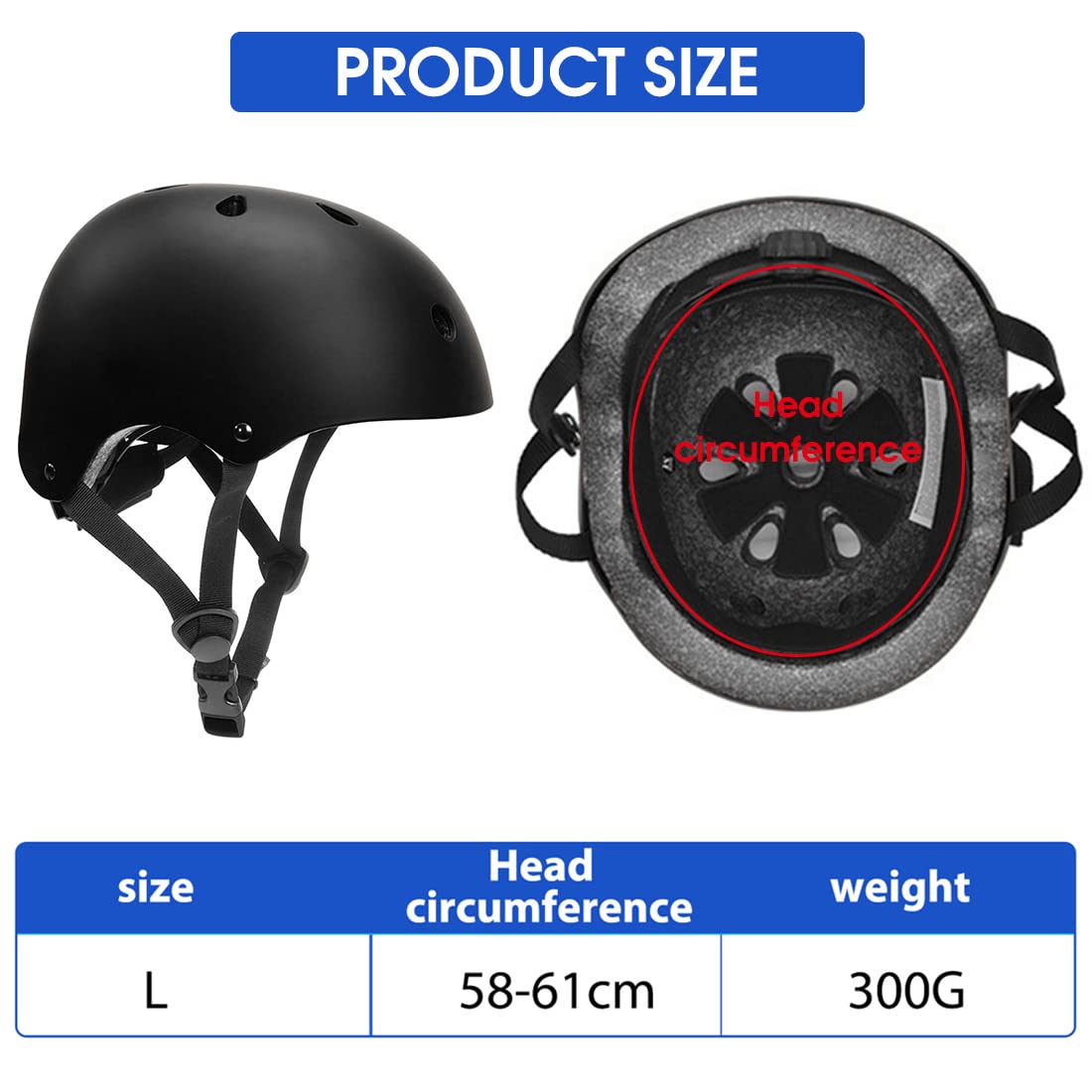 HASTHIP Adjustable ABS Shell Safety Helmet Protective Suitable for Youth/Adult (Black)
