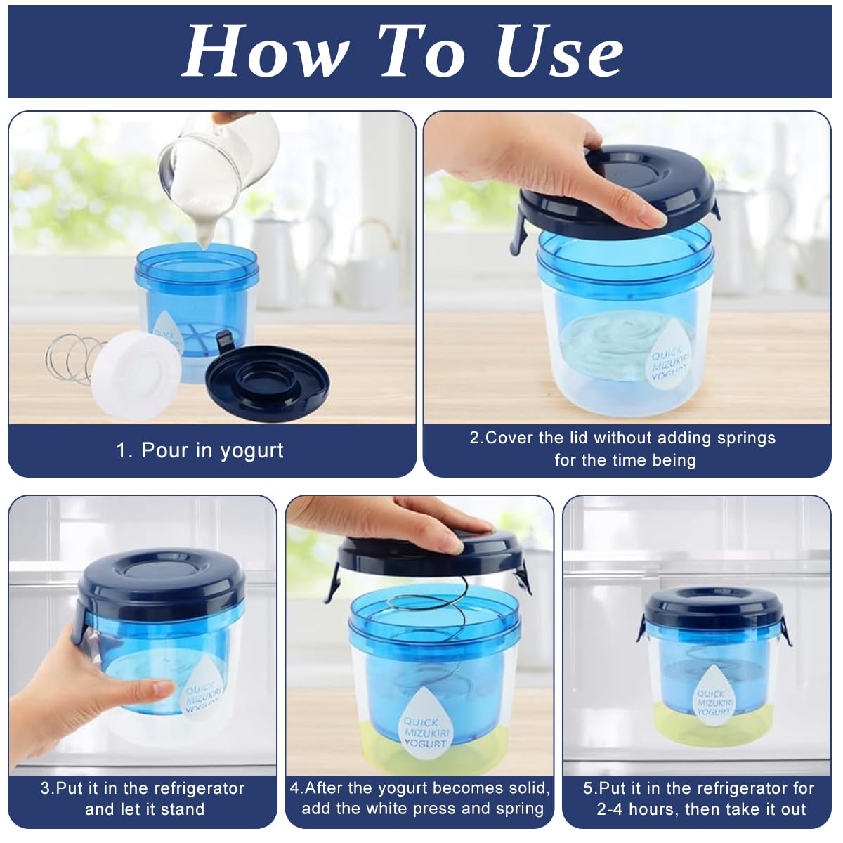 HASTHIP Yogurt Strainer, Yogurt Maker Strainer Cheese Maker Spring-Loaded Yogurt Press BPA Free Reusable Yogurt Strainer Greek Yogurt Strainer Home Made Yogurt Strainer