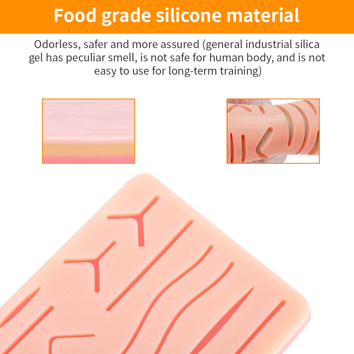 MAYCREATE Skin Pad for Stitching Practice Surgery Silicone Stitching Practice Skin Pad for Medical Students Interns Veterinarian Students and Nurses,Skin Pad for Stitching Training