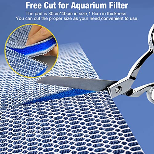 Qpets® 30 x 40cm Aquarium High Density 8 Layer Cotton Reusable Pad Fish Tank Sponge Cuttable Filters for Medium Tanks 2PCS