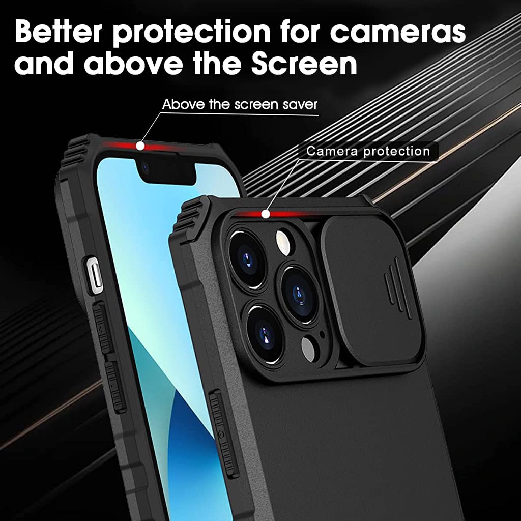 ZORBES for iPhone 13 Case with Stand, iPhone 13 Cover with Camera Protection, Shockproof Heavy Duty Protective iPhone 13 Case, TPU iPhone 13 Back Cover with Slide Camera Cover(1pcs)