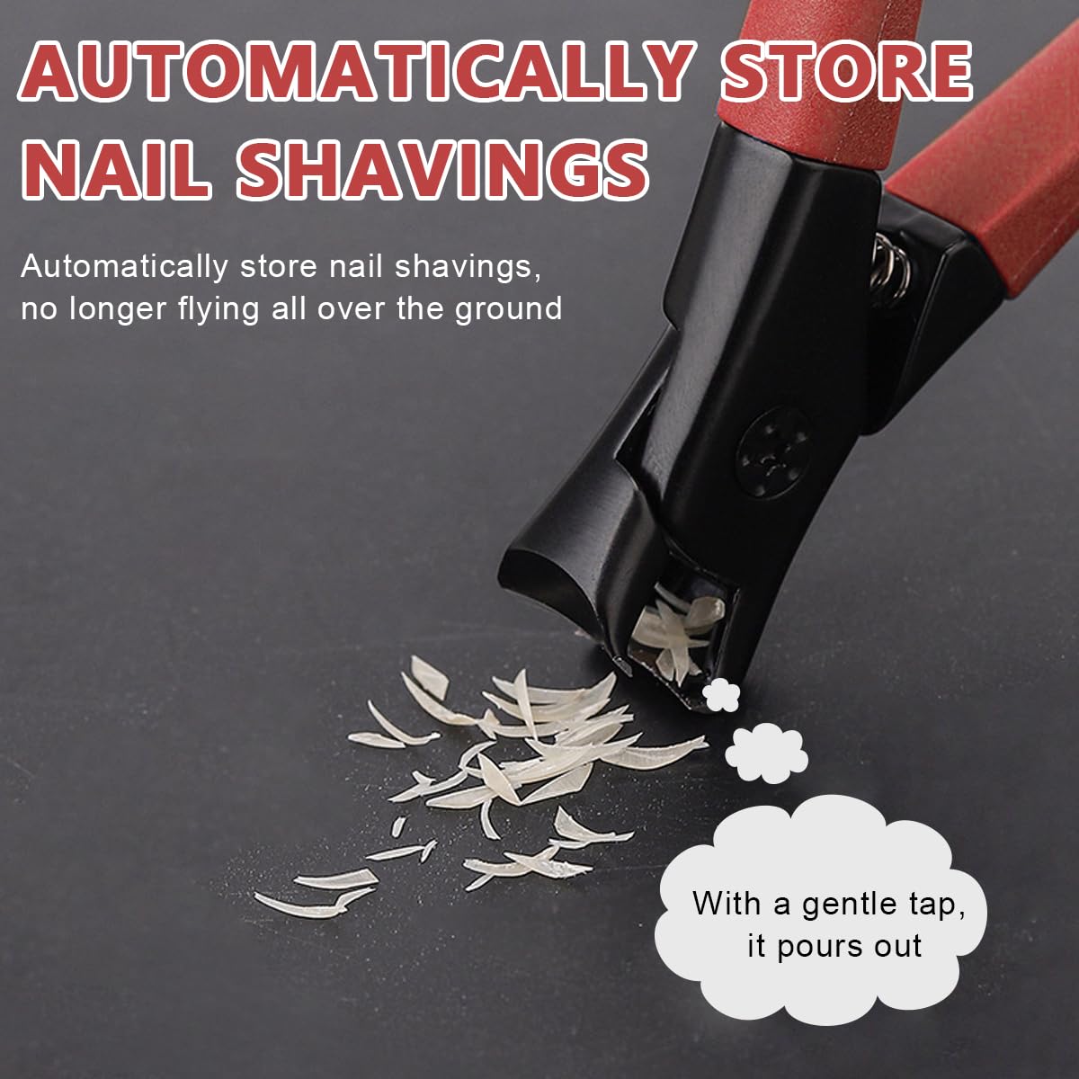 MAYCREATE Thick Nail Clipper, Toenail Clipper with Long Handle Stainless Steel Nail Cutter for Tough Nails Thick Nails, Anti-splash Nail Clipper for Adults, Seniors, Manicure Nail Clipper, Red