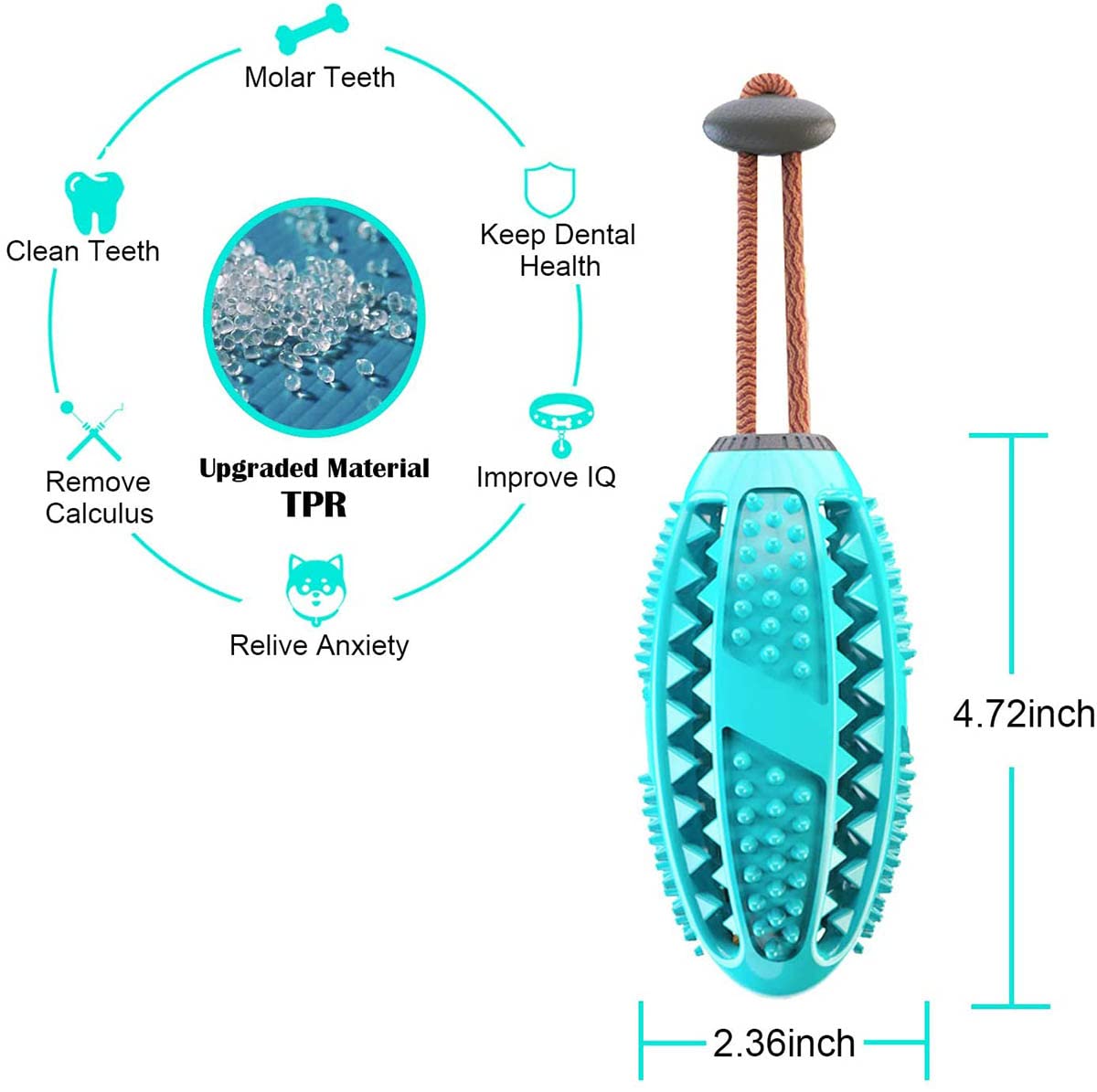 Qpets 12CM Length Dog Chew Toy Dog Interactive Toys Dog Molar Toy Chewing Toy TPR Safe Material Teeth Cleaning Toy for Large,Medium, Small Dog,Indestructible Puppy Teething Toy